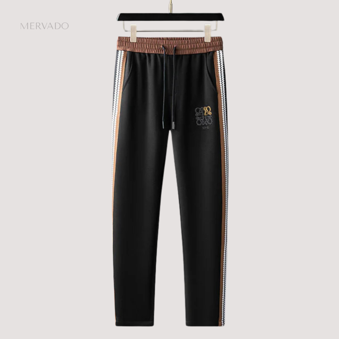 Survêtement romain de luxe pour homme | Ensemble en lycra coupe ajustée avec détails rayés