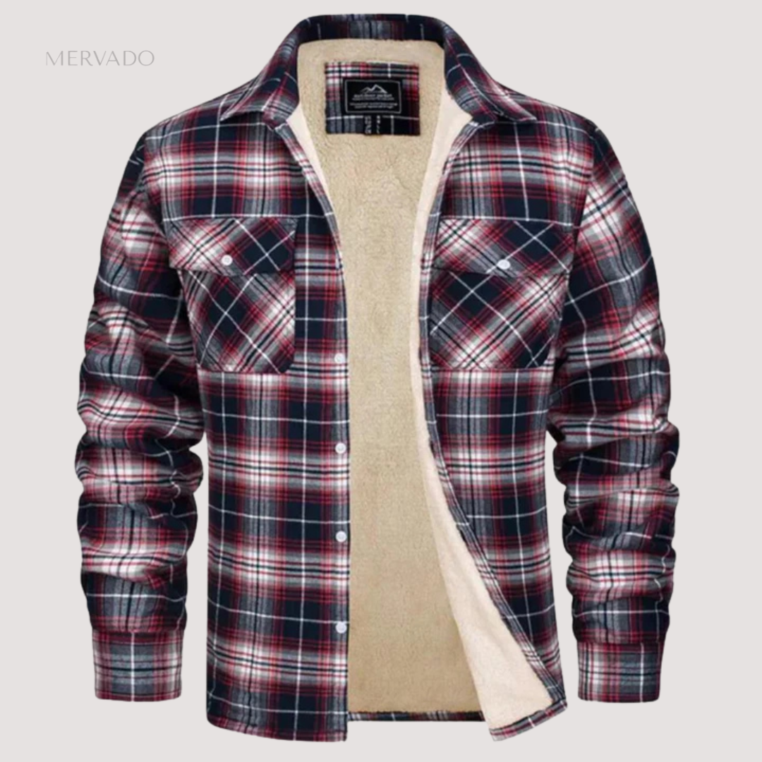 Veste d'hiver en flanelle pour homme - chemise à carreaux isolée à la coupe classique