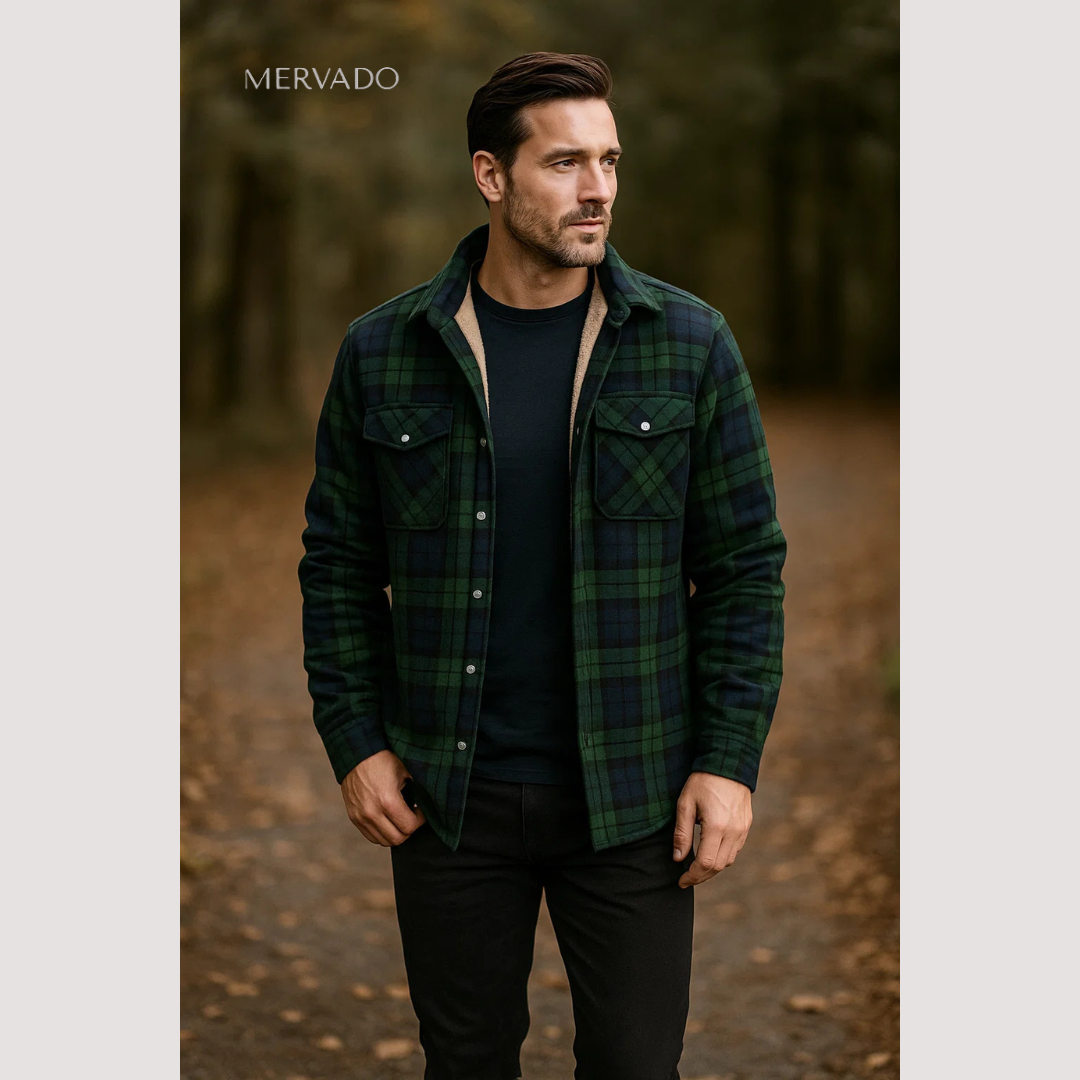Veste d'hiver en flanelle pour homme - chemise à carreaux isolée à la coupe classique