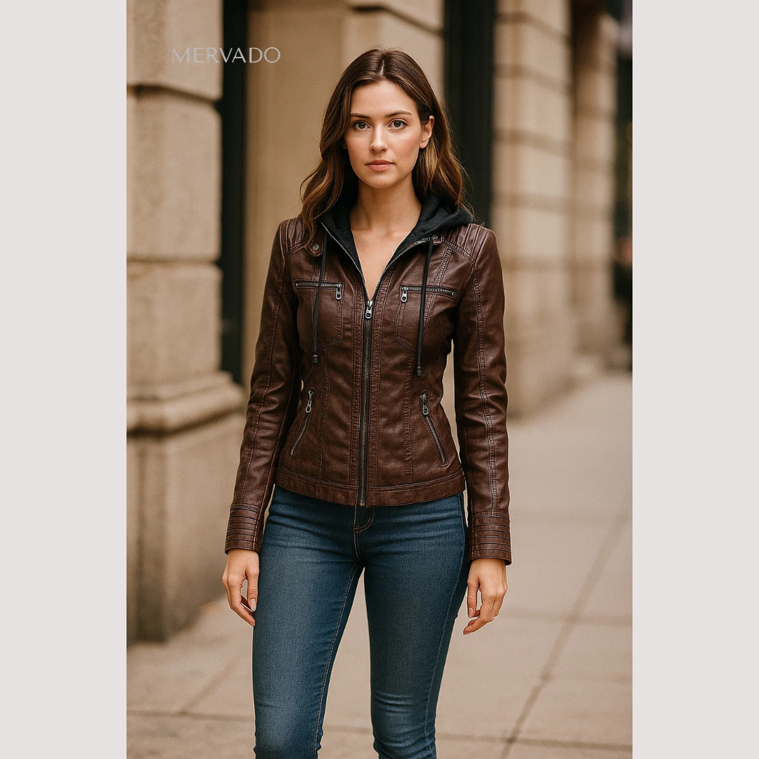 Veste en cuir classique pour femme - Modèle en cuir léger pour une fraîcheur sans effort