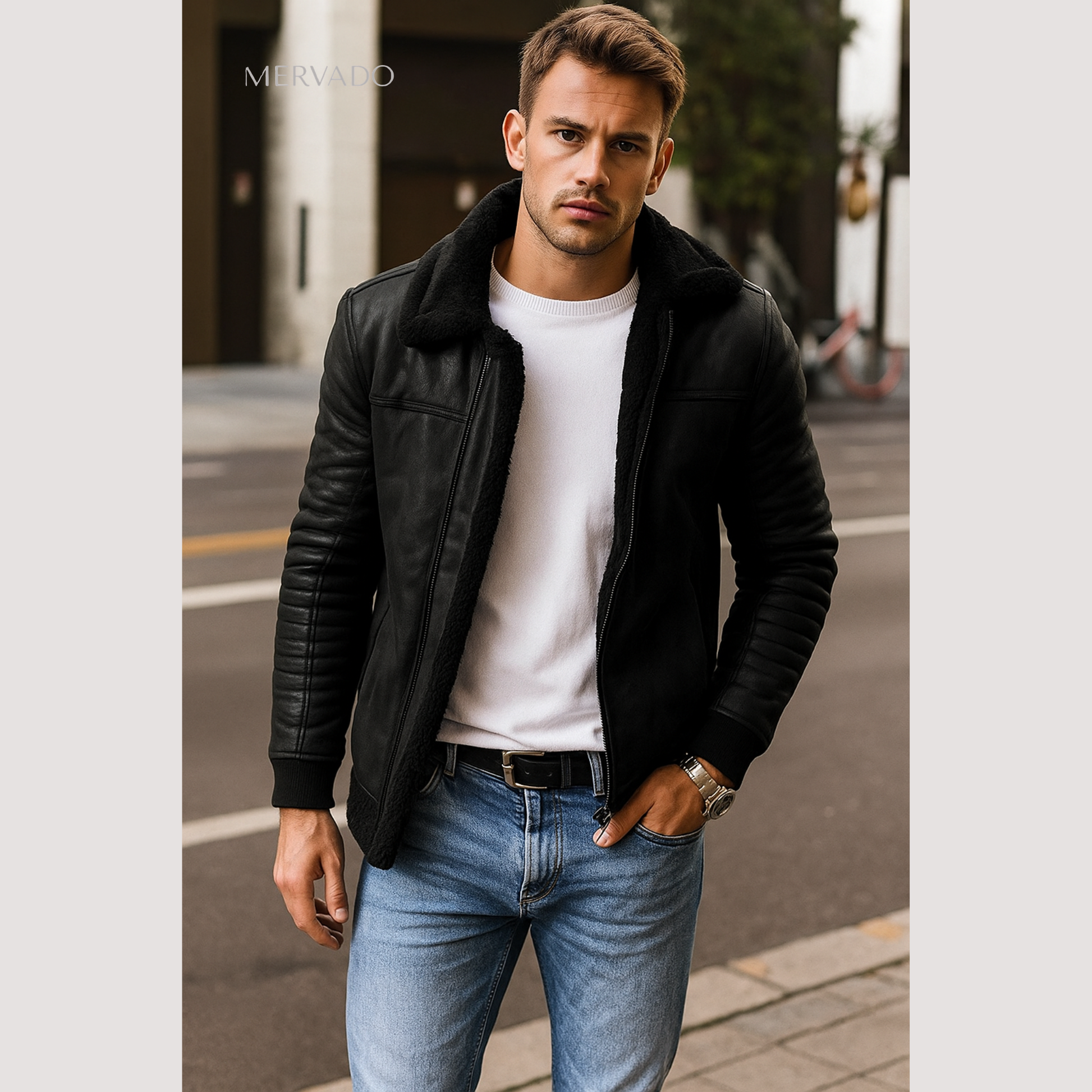 Blouson aviateur vintage pour homme - Un vêtement d'extérieur chaud et classique pour un look intemporel