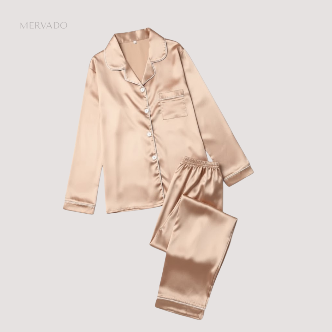 Ensemble de nuit en soie douce pour femme – Vêtement d'intérieur deux pièces léger et respirant