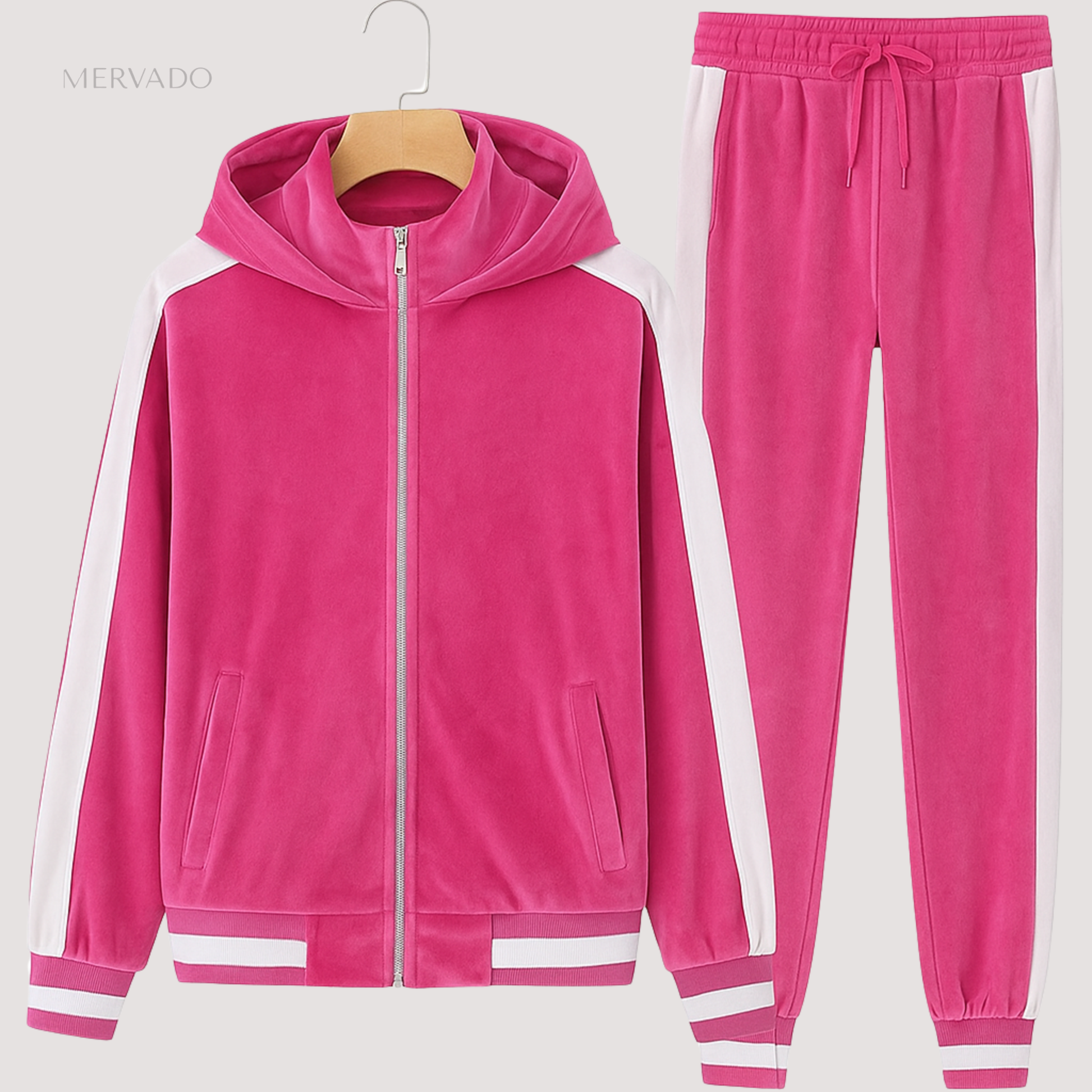 Ensemble sweat à capuche en velours doux pour homme – survêtement 2 pièces avec veste zippée et pantalon ajustable