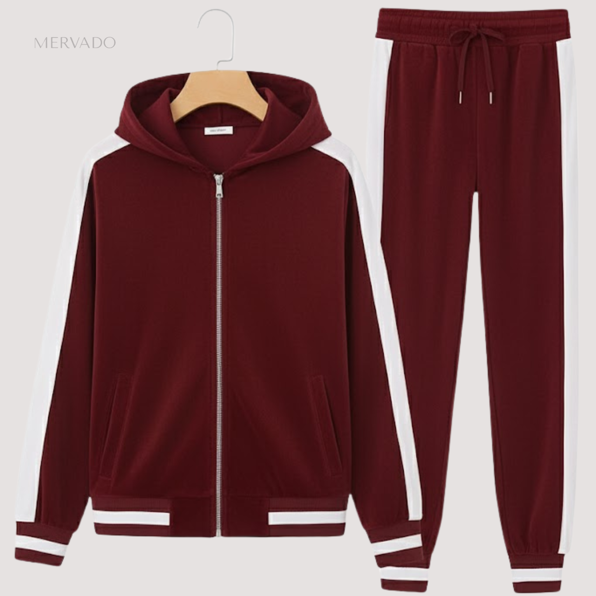 Ensemble sweat à capuche en velours doux pour homme – survêtement 2 pièces avec veste zippée et pantalon ajustable