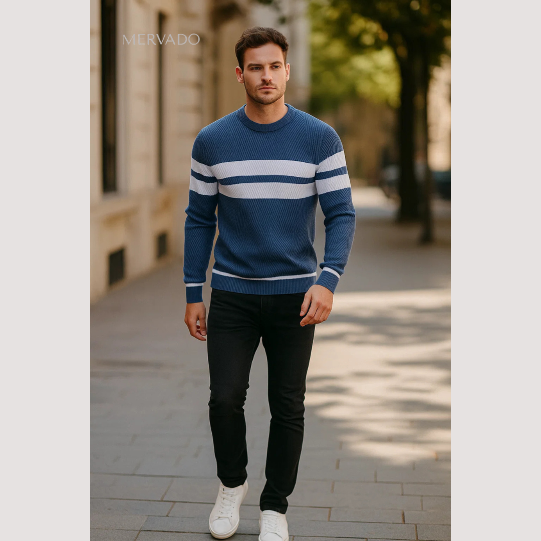 Warme gebreide trui voor heren – lange mouwen trui voor stijlvol wintercomfort