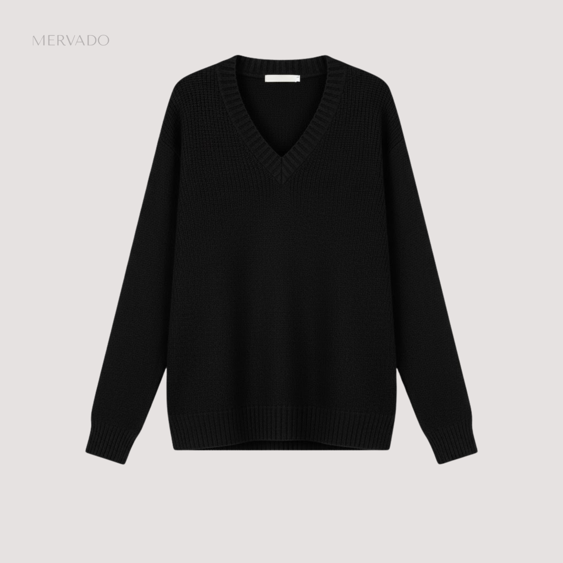 Elegante V-halstrui voor dames - Zachte, losse, gebreide trui met lange mouwen