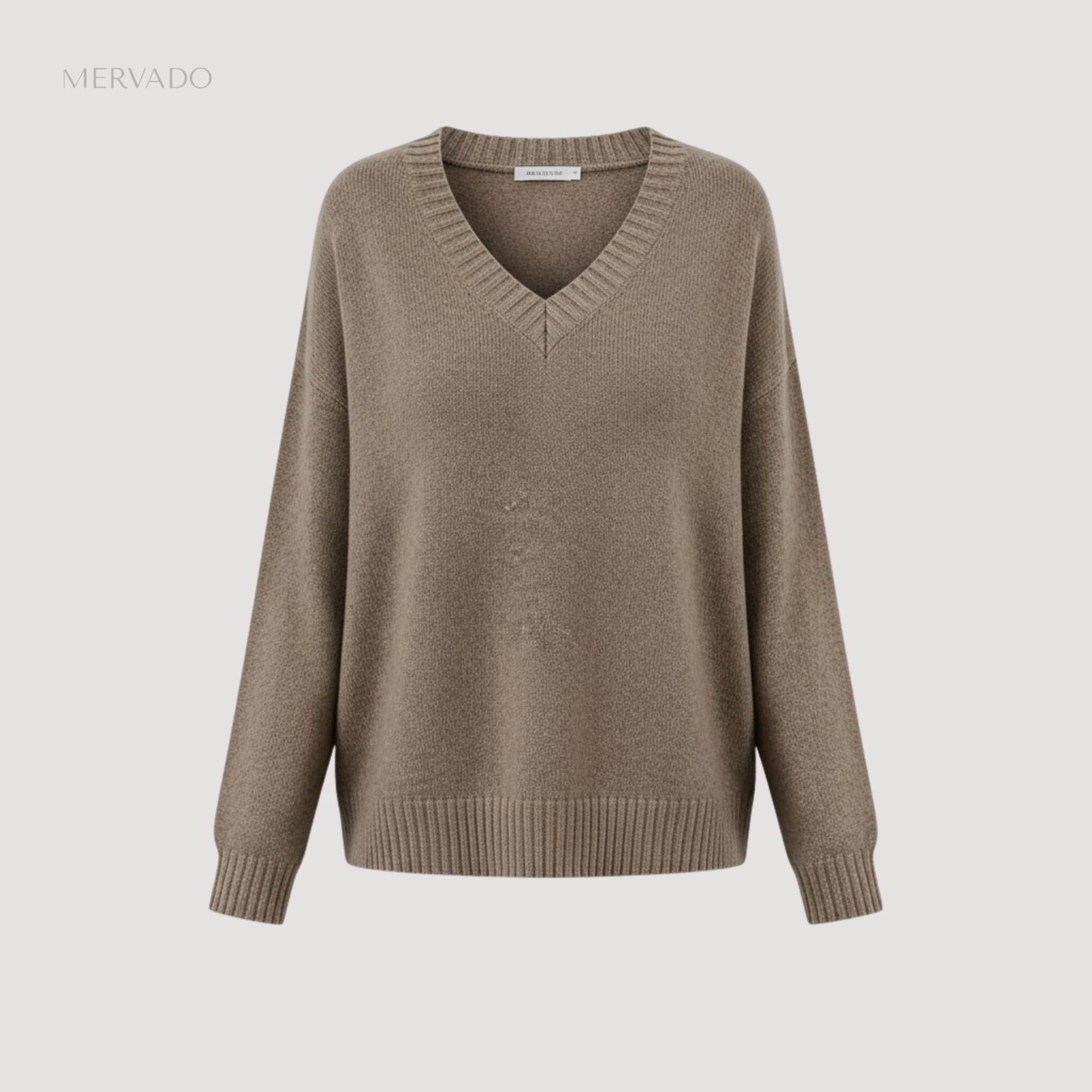 Elegante V-halstrui voor dames - Zachte, losse, gebreide trui met lange mouwen