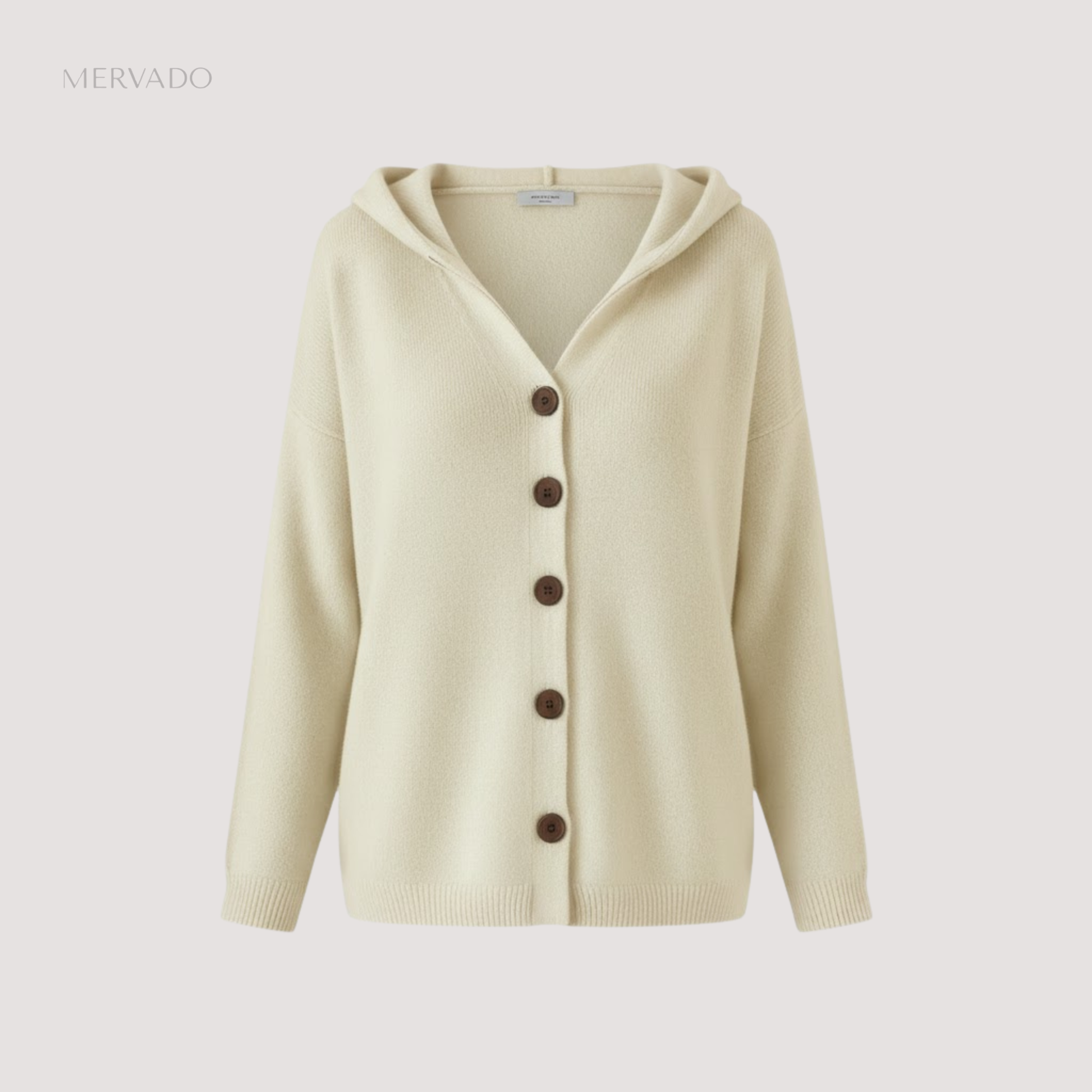 Gebreid damesvest met capuchon – zachte, comfortabele herfstlaag met lange mouwen
