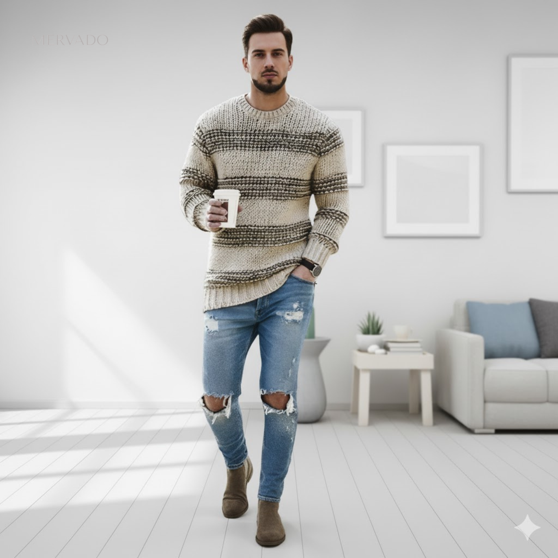 Zachte gebreide trui voor heren - comfortabele casual trui voor dagelijks gebruik