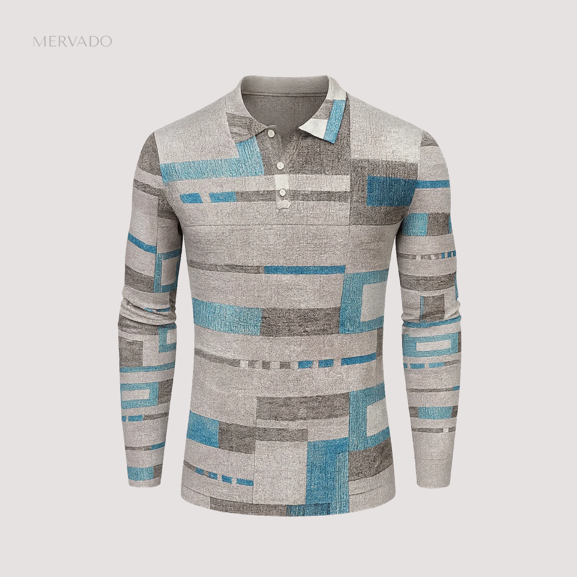 Heren patchwork poloshirt - stijlvolle casual top met lange mouwen van katoenmix