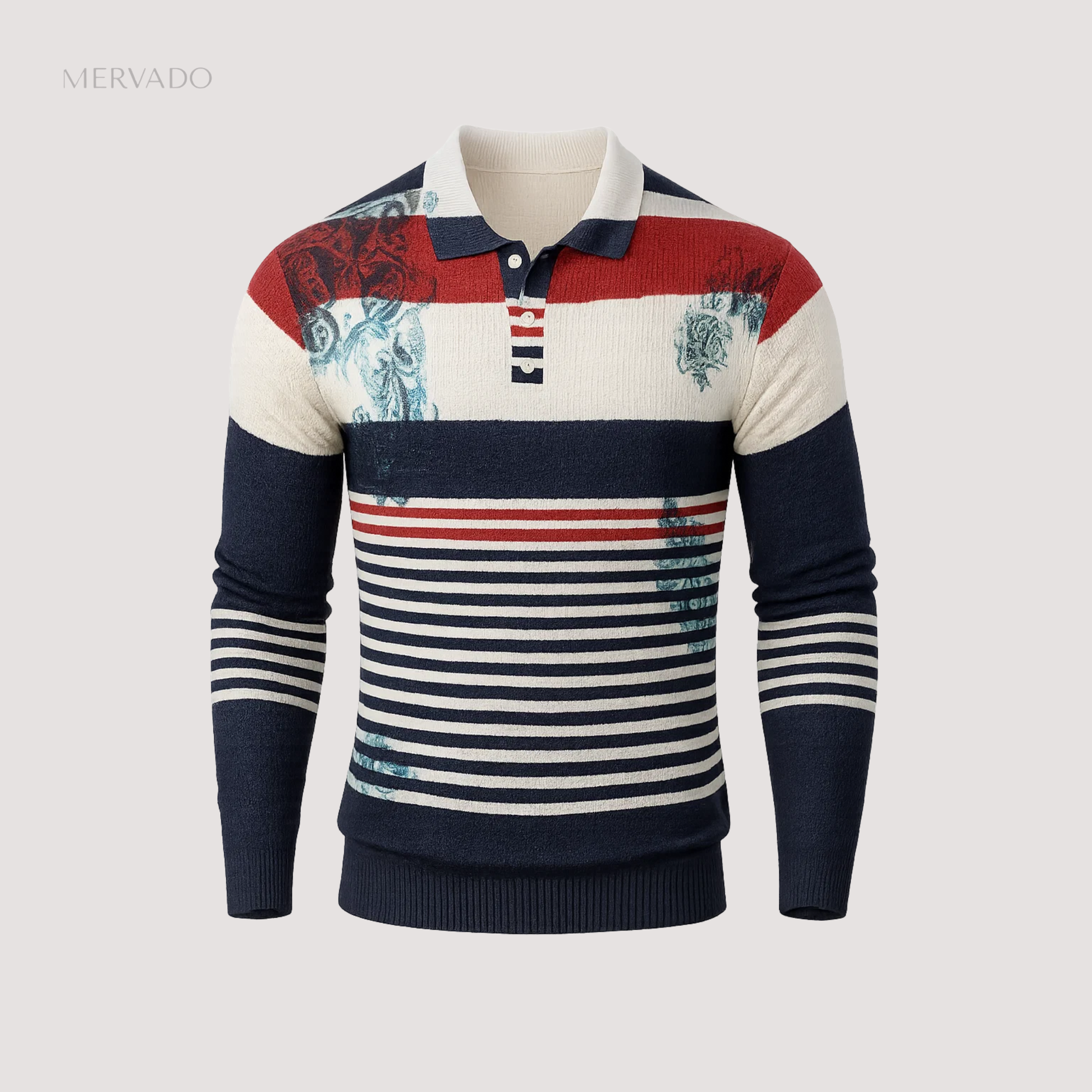Heren patchwork poloshirt - stijlvolle casual top met lange mouwen van katoenmix
