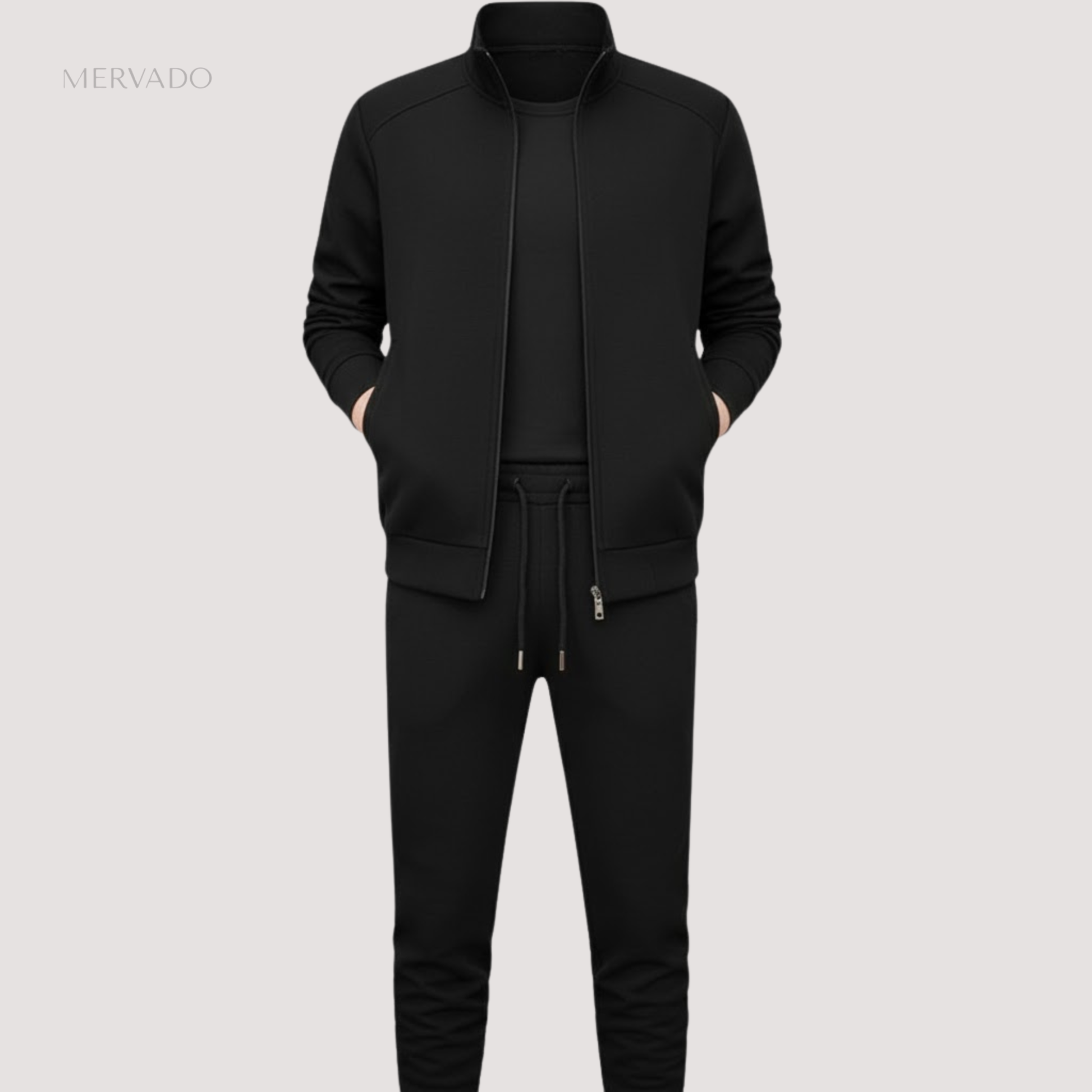 Heren 2-delige joggingset – Casual trainingspak met rits voor sport en straatstijl