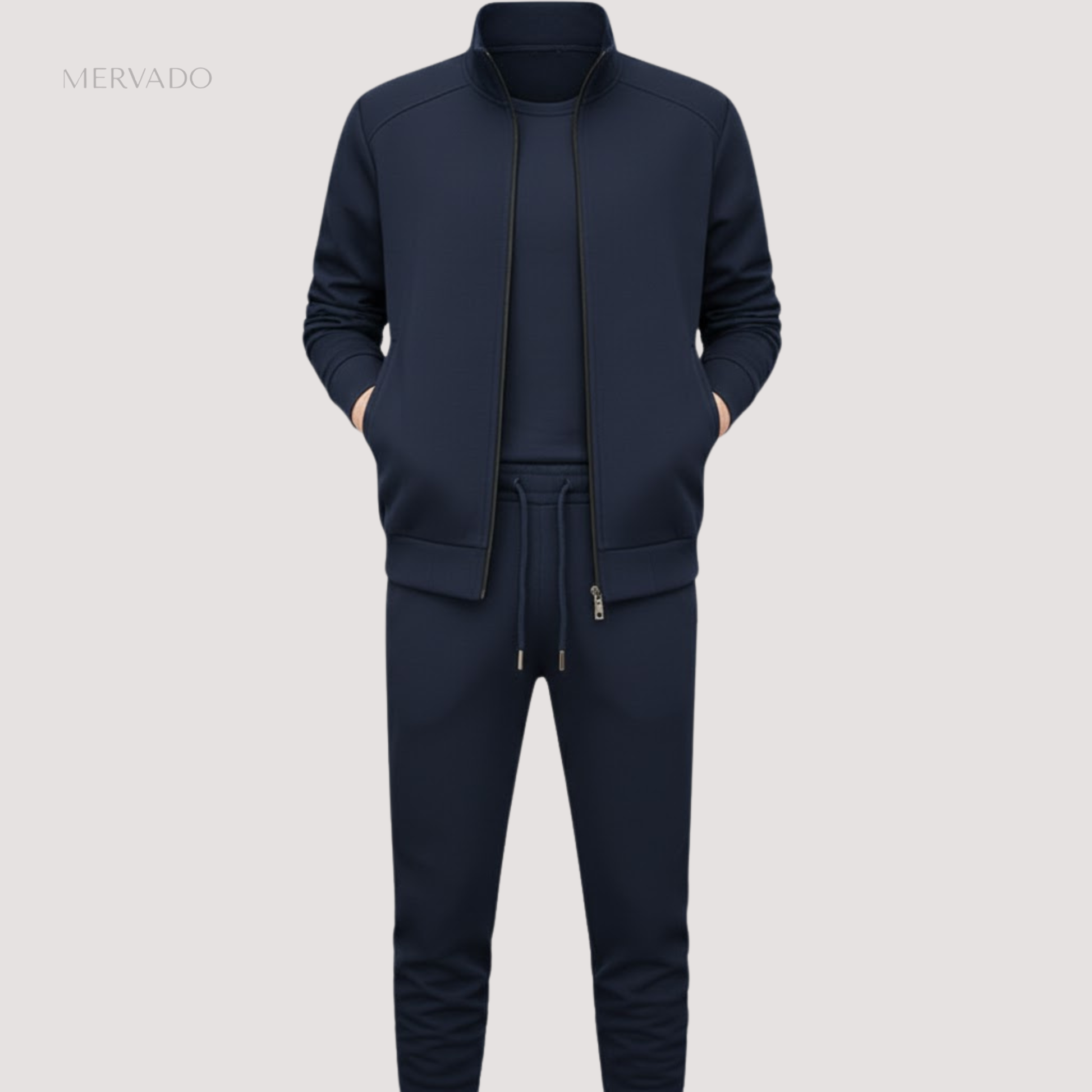 Heren 2-delige joggingset – Casual trainingspak met rits voor sport en straatstijl
