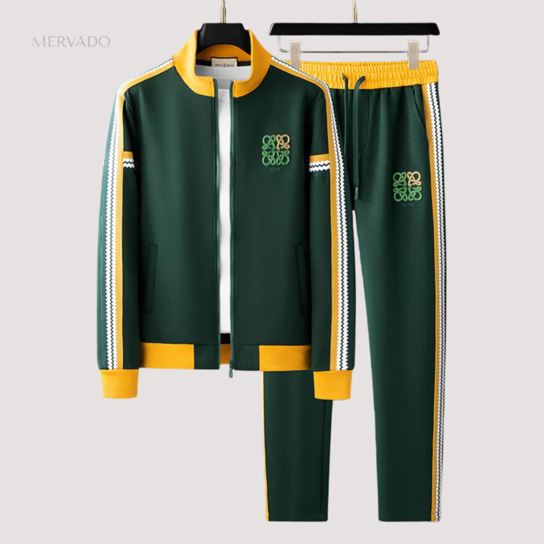 Survêtement romain de luxe pour homme | Ensemble en lycra coupe ajustée avec détails rayés