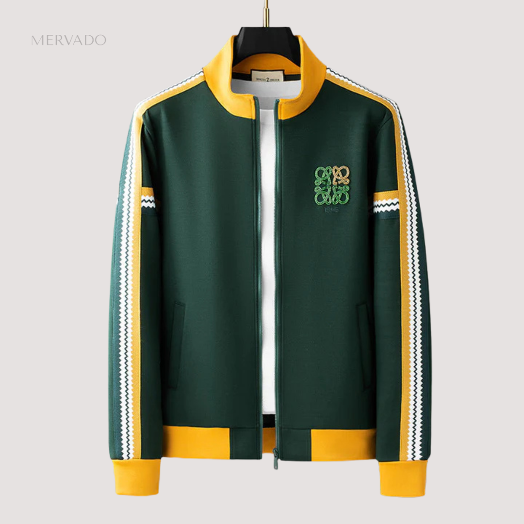 Survêtement romain de luxe pour homme | Ensemble en lycra coupe ajustée avec détails rayés