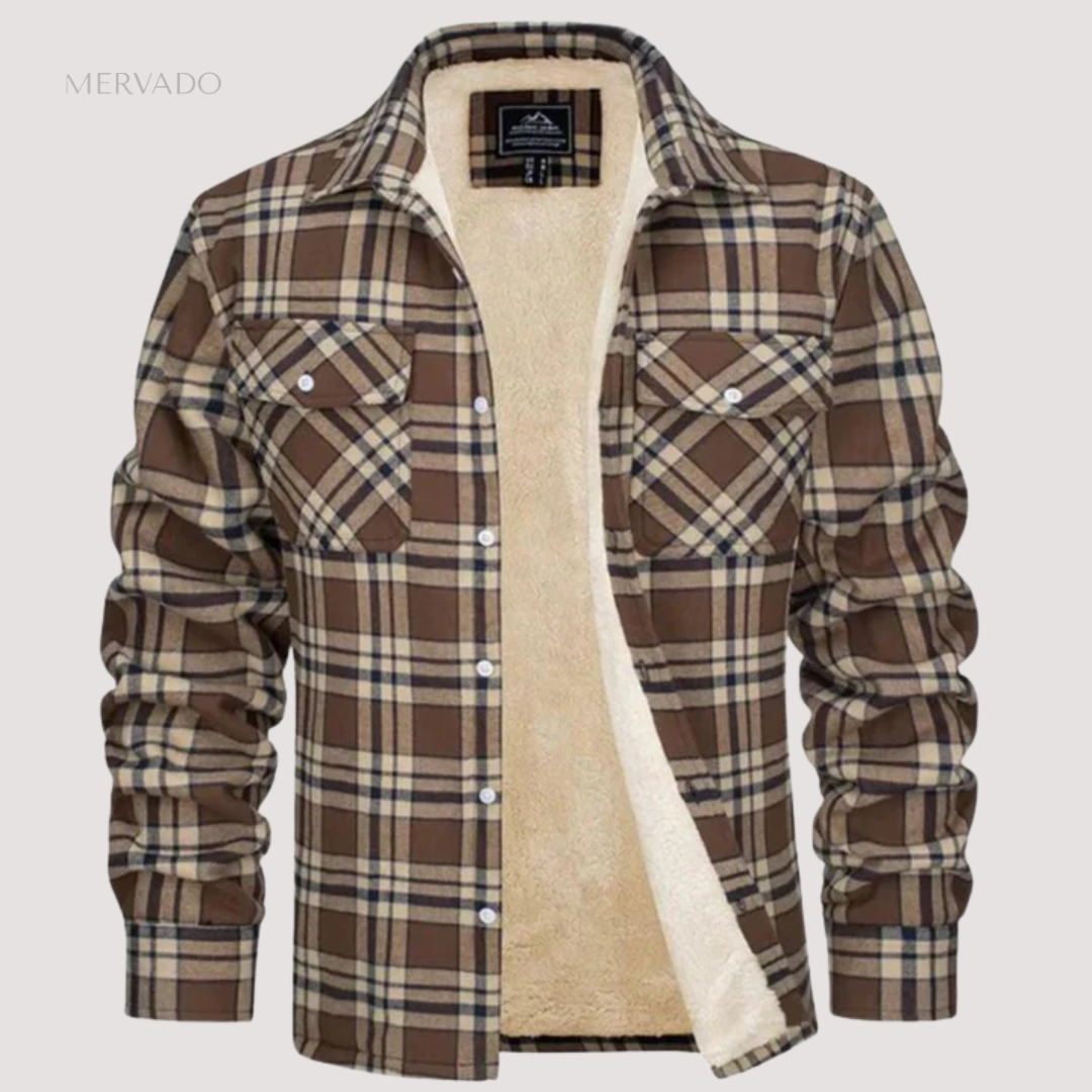 Veste d'hiver en flanelle pour homme - chemise à carreaux isolée à la coupe classique