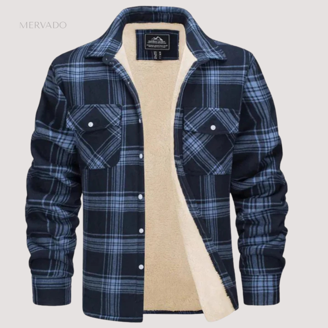 Veste d'hiver en flanelle pour homme - chemise à carreaux isolée à la coupe classique