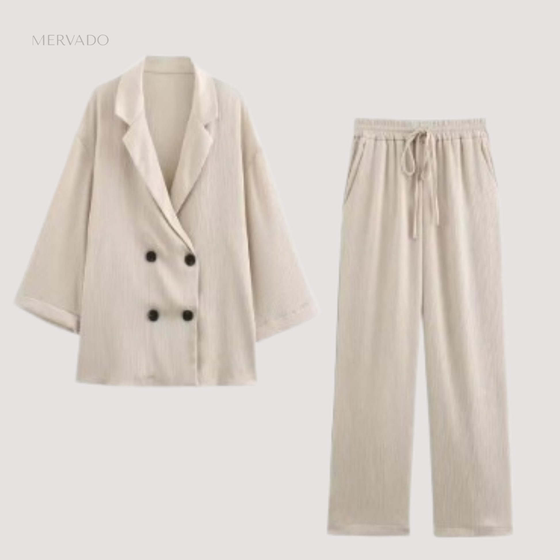 Set van een geplooide blazer en broek voor dames – Trendy Europese casual tweedelige outfit