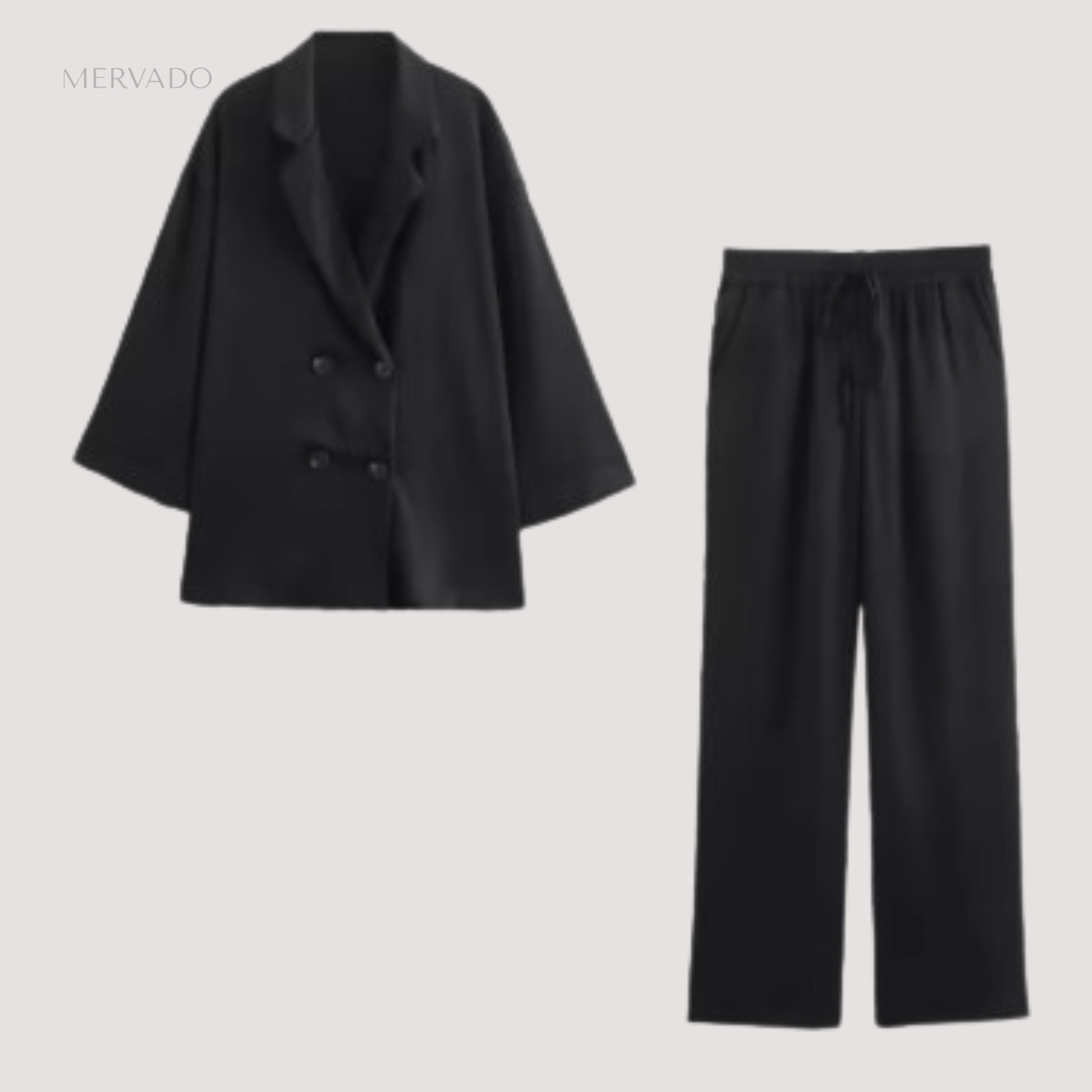 Set van een geplooide blazer en broek voor dames – Trendy Europese casual tweedelige outfit