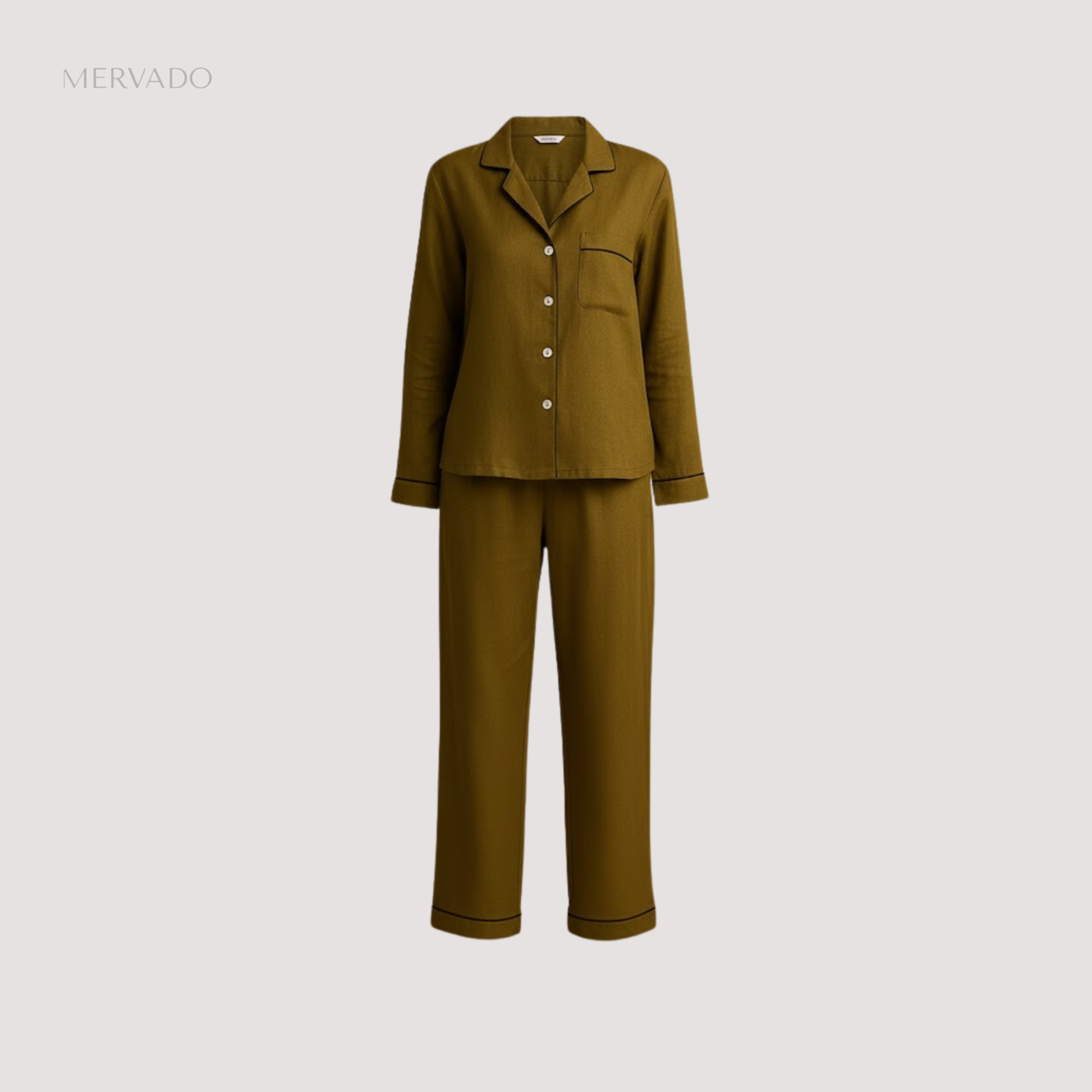 Linnen pyjamaset voor dames – losse loungewear met lange mouwen