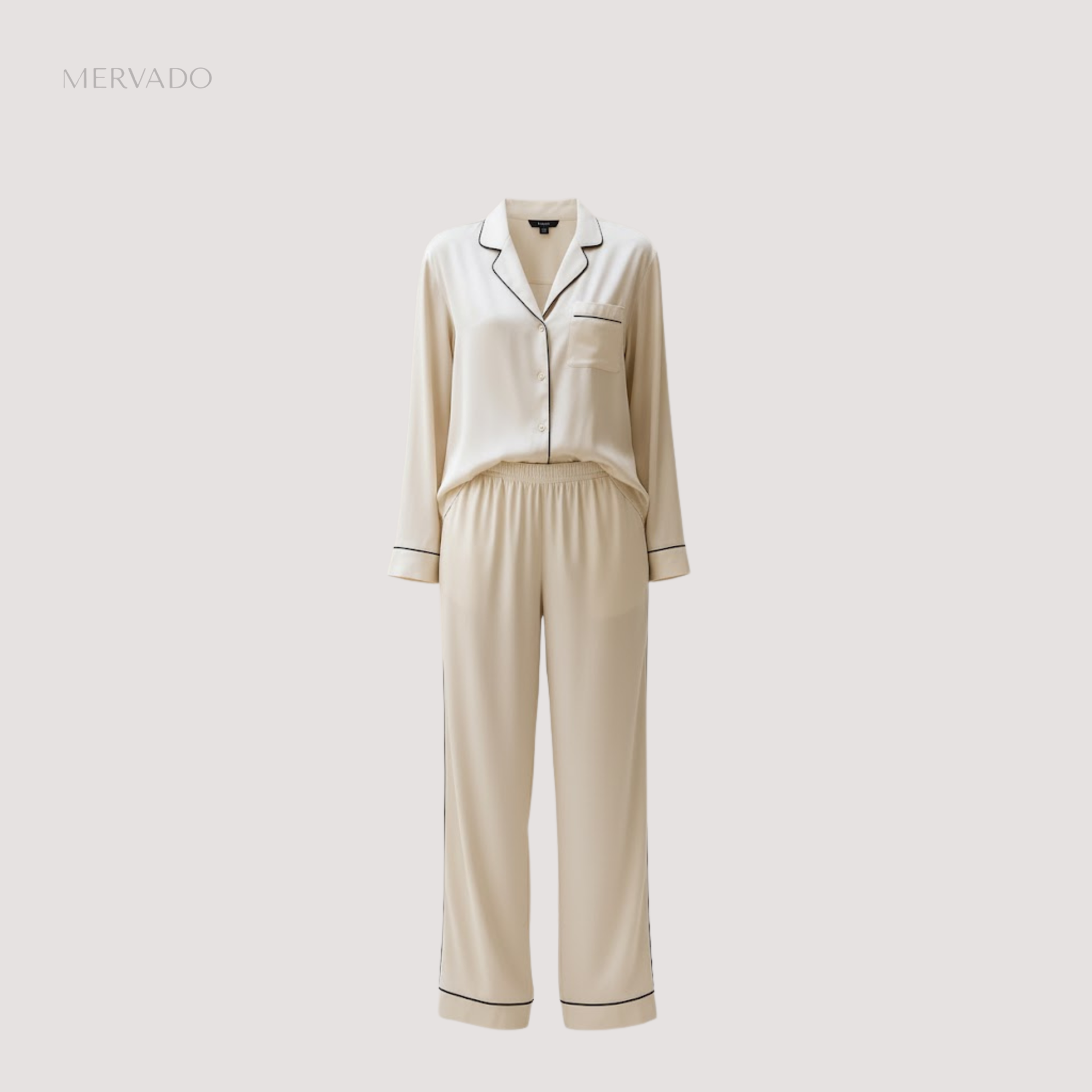 Katoenen bamboe pyjamaset voor dames – luxe nachtkleding met lange mouwen