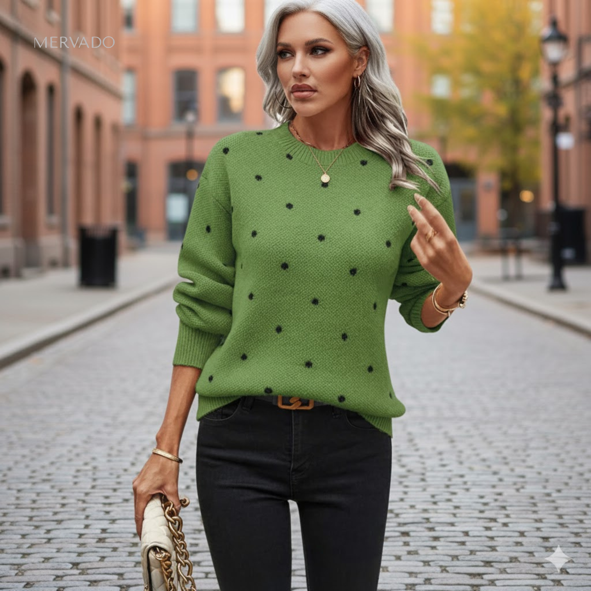 Elegante gebreide trui met stippen voor heren - Zachte katoenmix trui voor een smart casual stijl