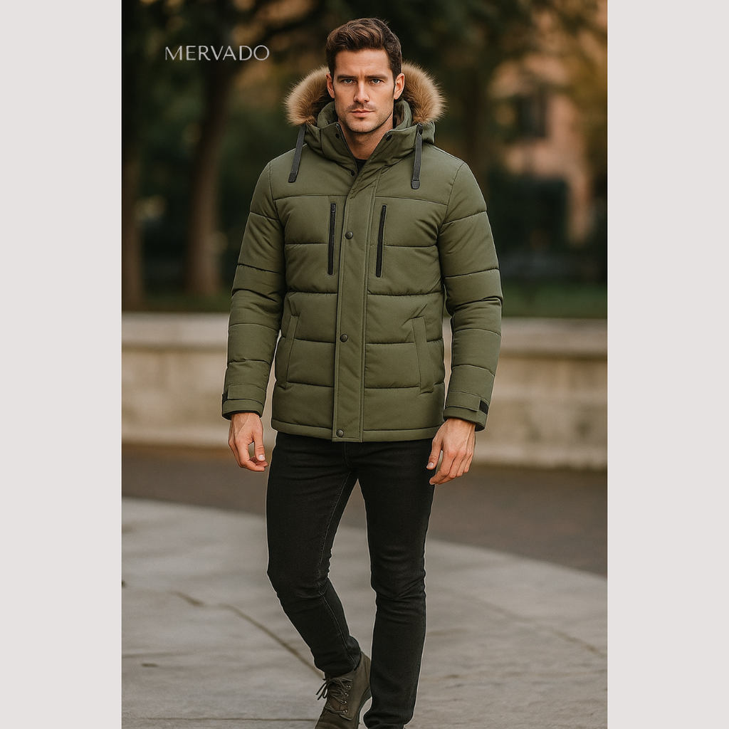 Veste d'hiver à capuche pour homme | Parka coupe-vent pour les journées froides