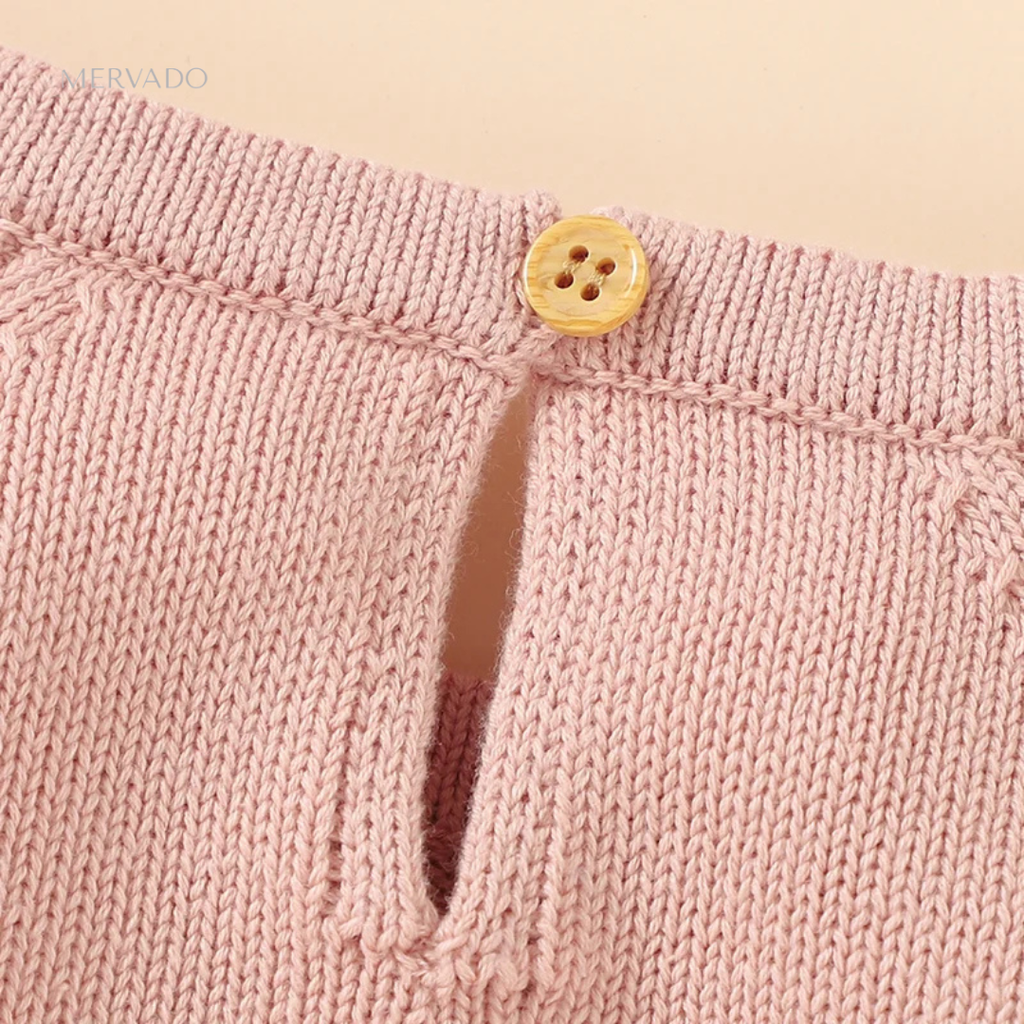 Gezellige katoenen trui voor babymeisjes - geplooide mouwen met konijnenmotief