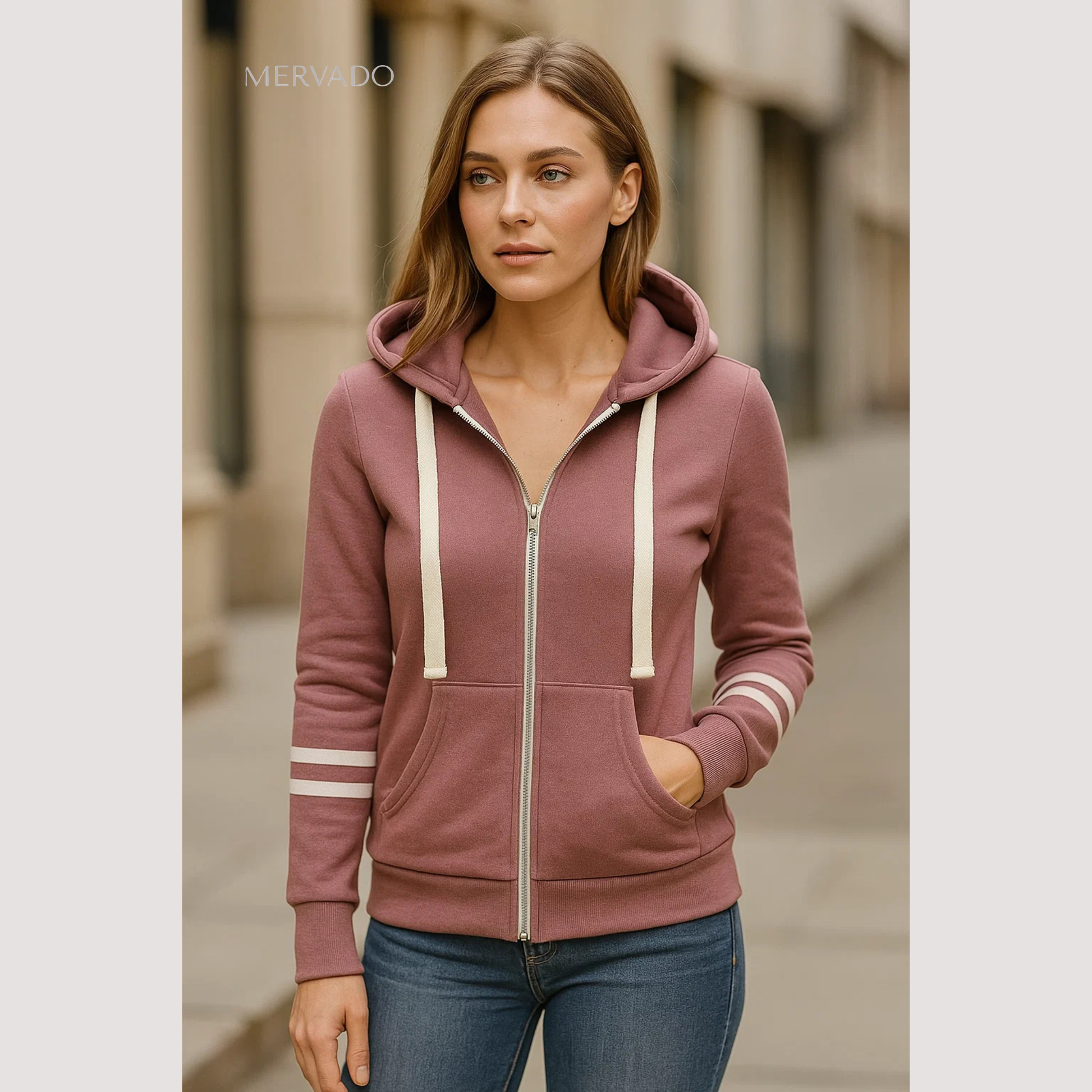 Dames hoodie met rits – Zachte sweatshirt met lange mouwen voor dagelijks comfort