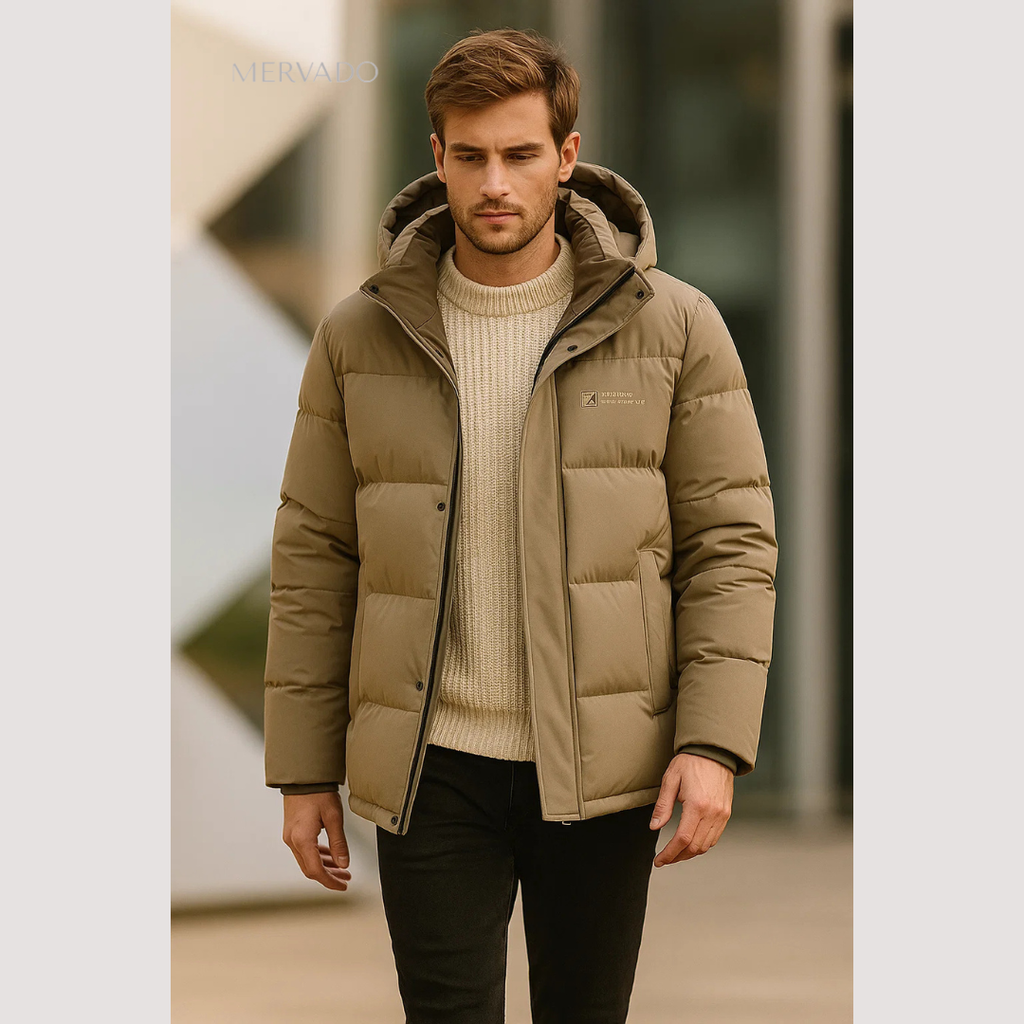 Doudoune chaude pour homme – veste d'hiver coupe-vent et imperméable avec capuche