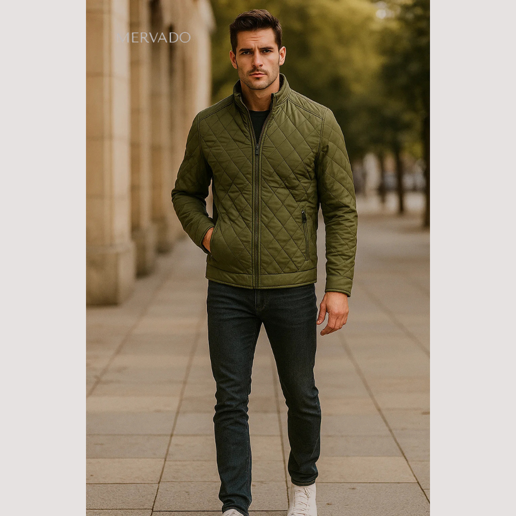 Doudoune matelassée classique pour homme - Doudoune thermique zippée pour les saisons froides