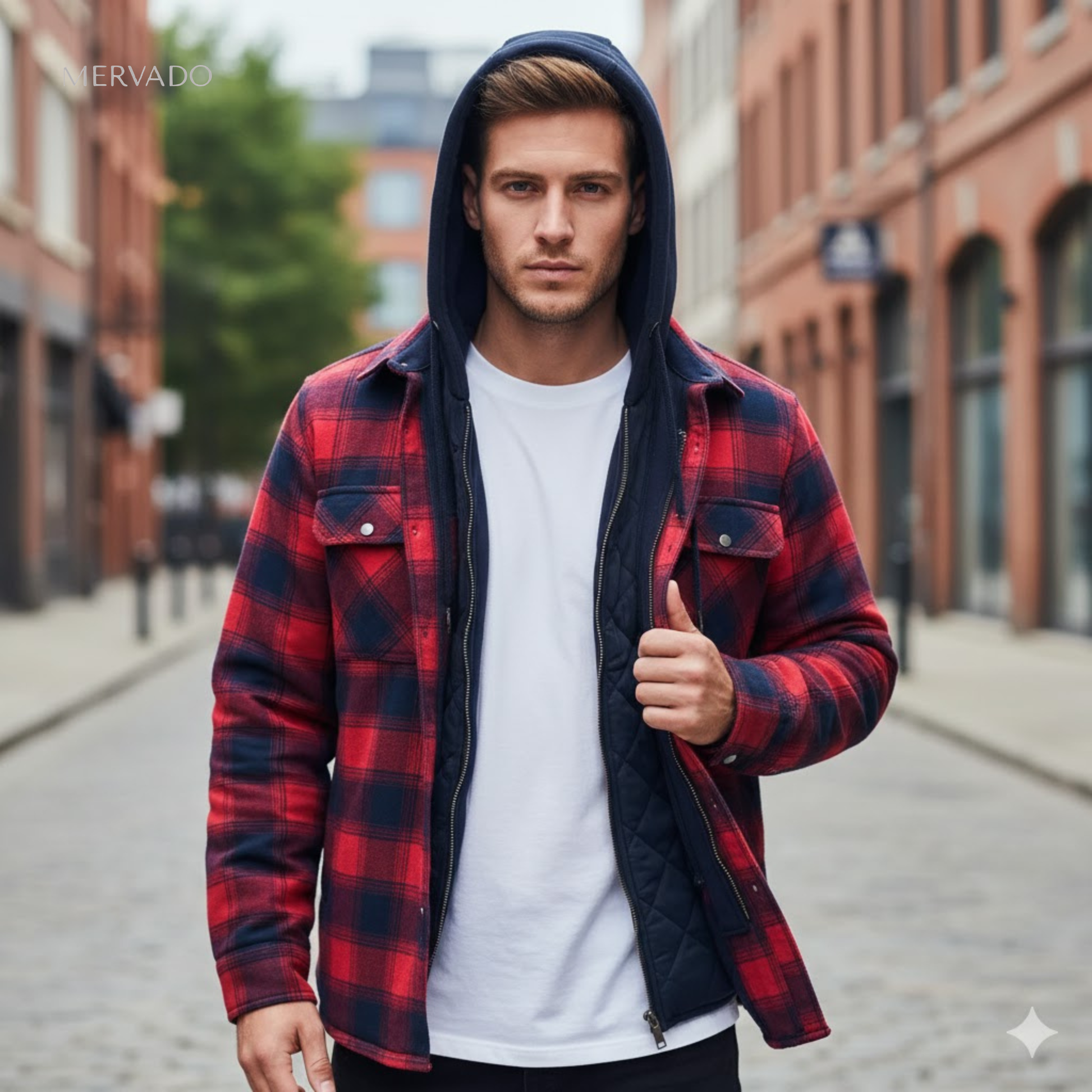 Geruite capuchonjas voor heren – Gezellige geruite winterwarmte