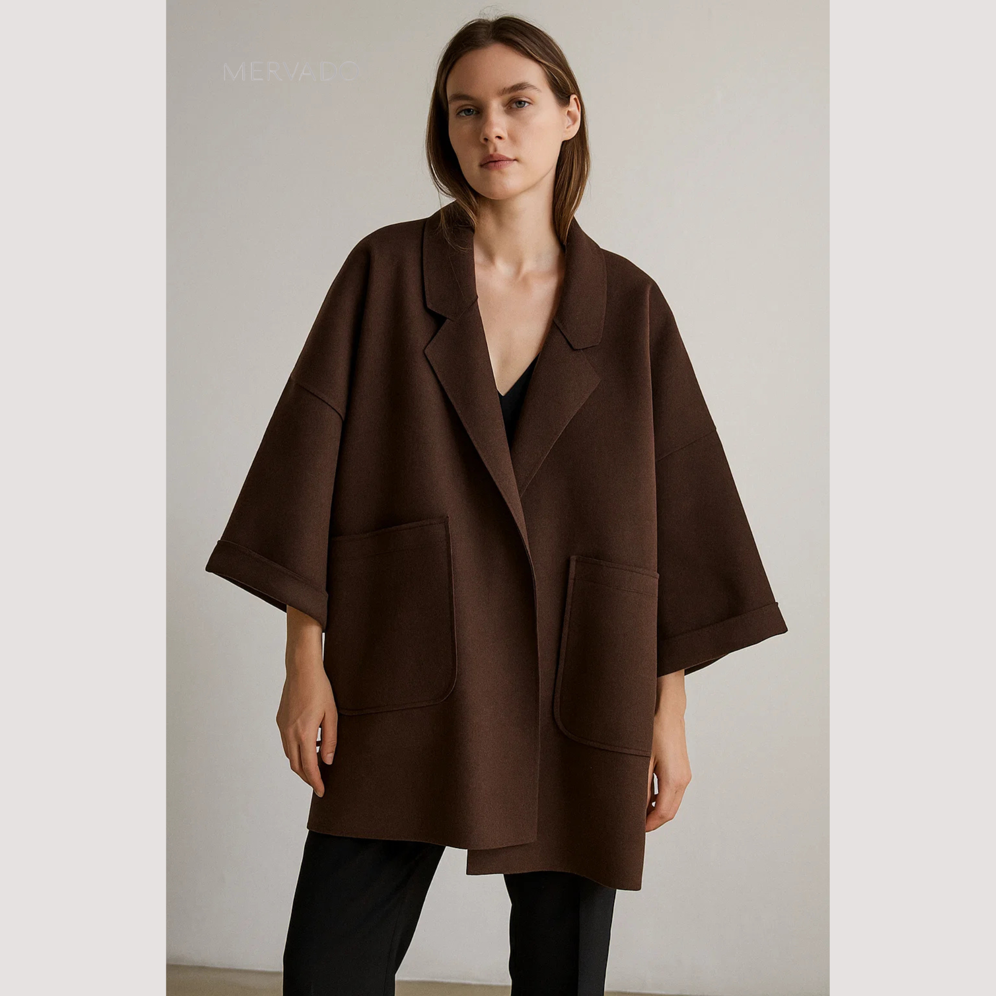 Oversized trenchcoat van wolmix voor dames - Chic winterstatement