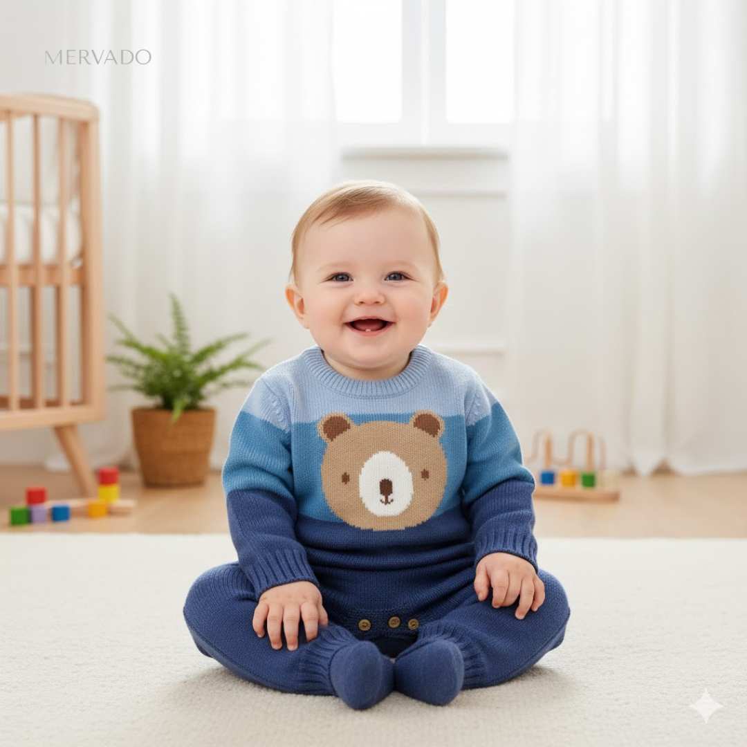 Gezellige Baby Bear Jumpsuit – Warme fleece romper voor comfort in de herfst en winter