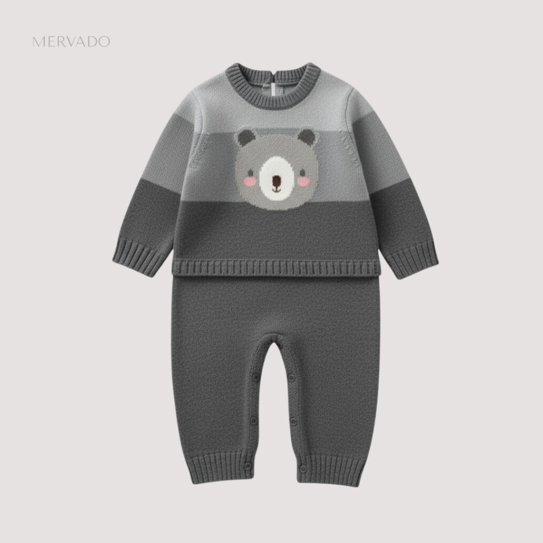 Gezellige Baby Bear Jumpsuit – Warme fleece romper voor comfort in de herfst en winter