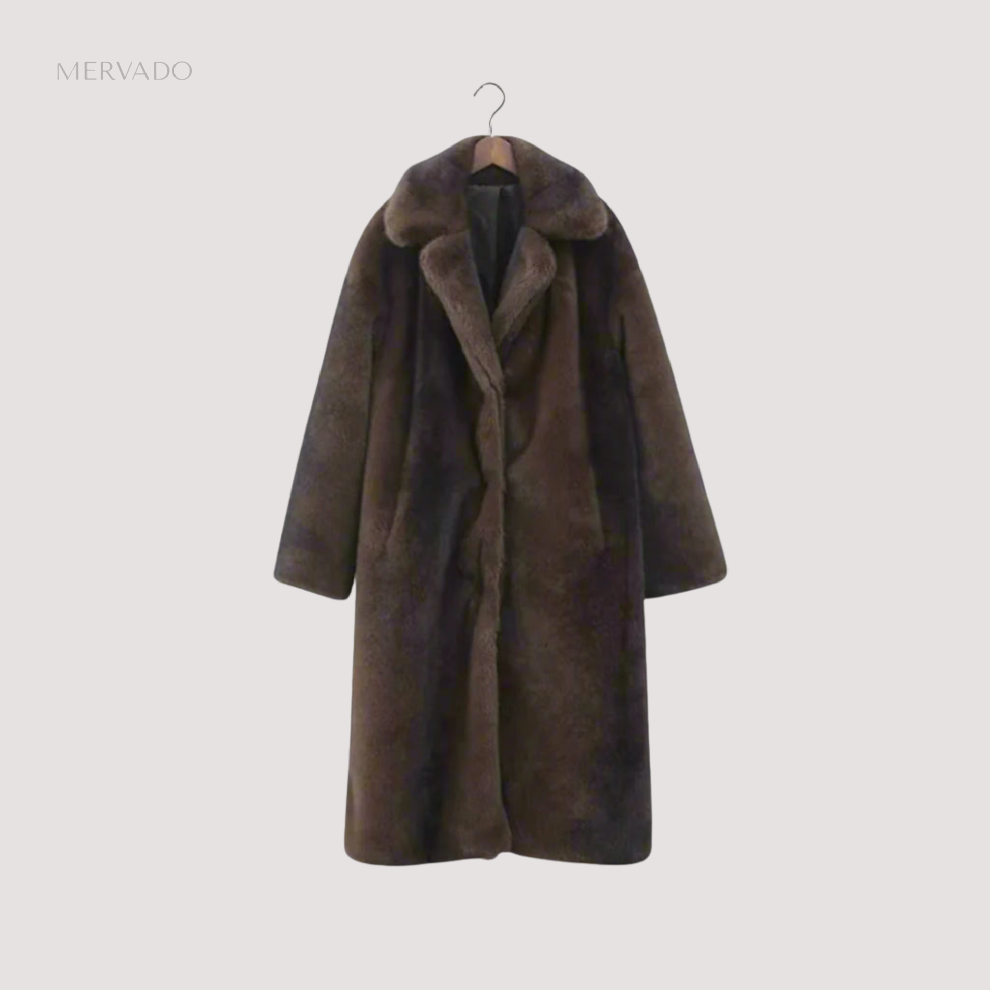 Lange trenchcoat van imitatiebont voor dames - Elegante warme luxe bovenkleding
