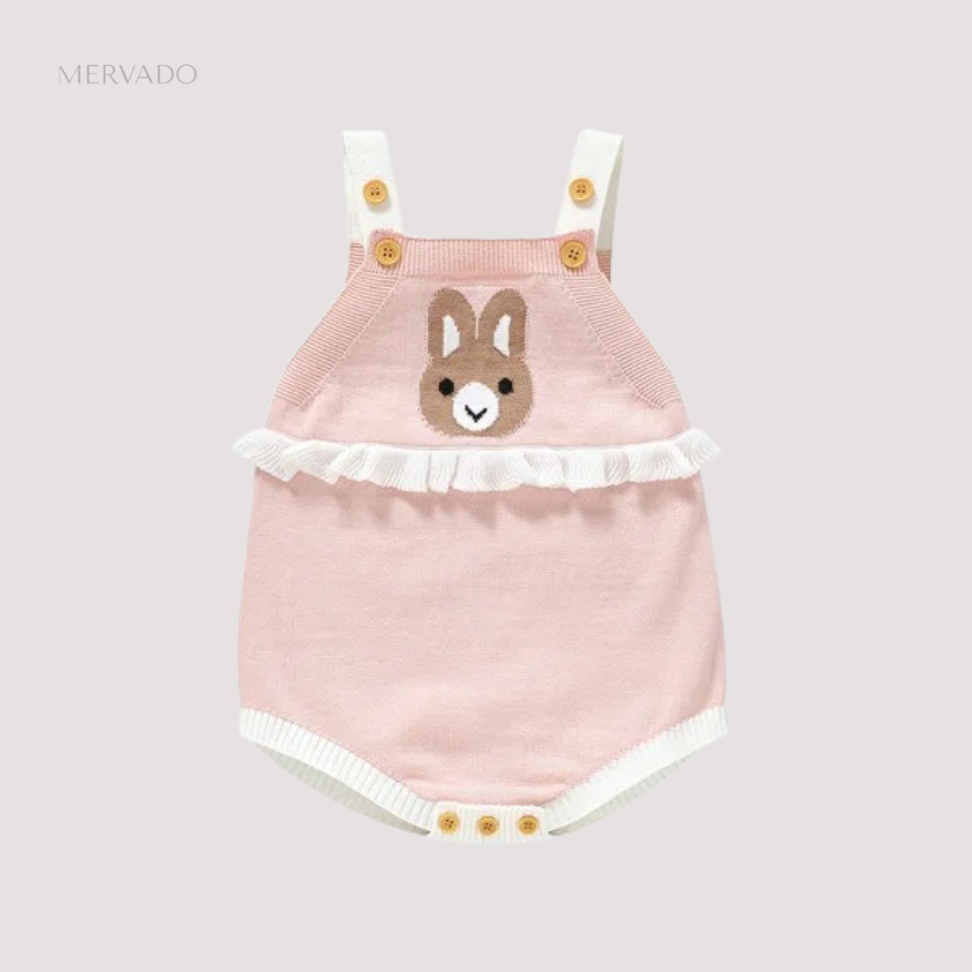 Schattige Bunny Baby Romper - Zachte gebreide katoenen jumpsuit voor comfortabel dagelijks gebruik