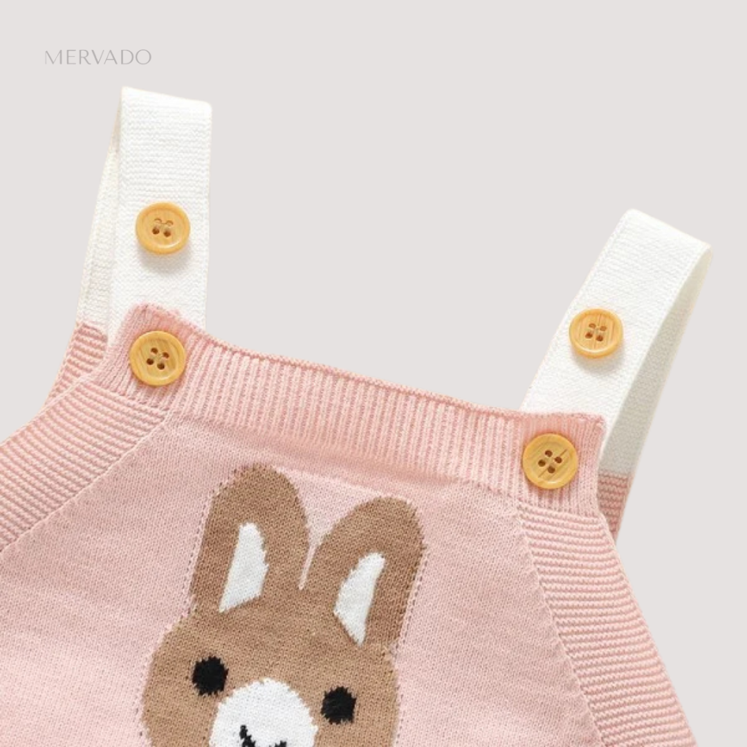 Schattige Bunny Baby Romper - Zachte gebreide katoenen jumpsuit voor comfortabel dagelijks gebruik