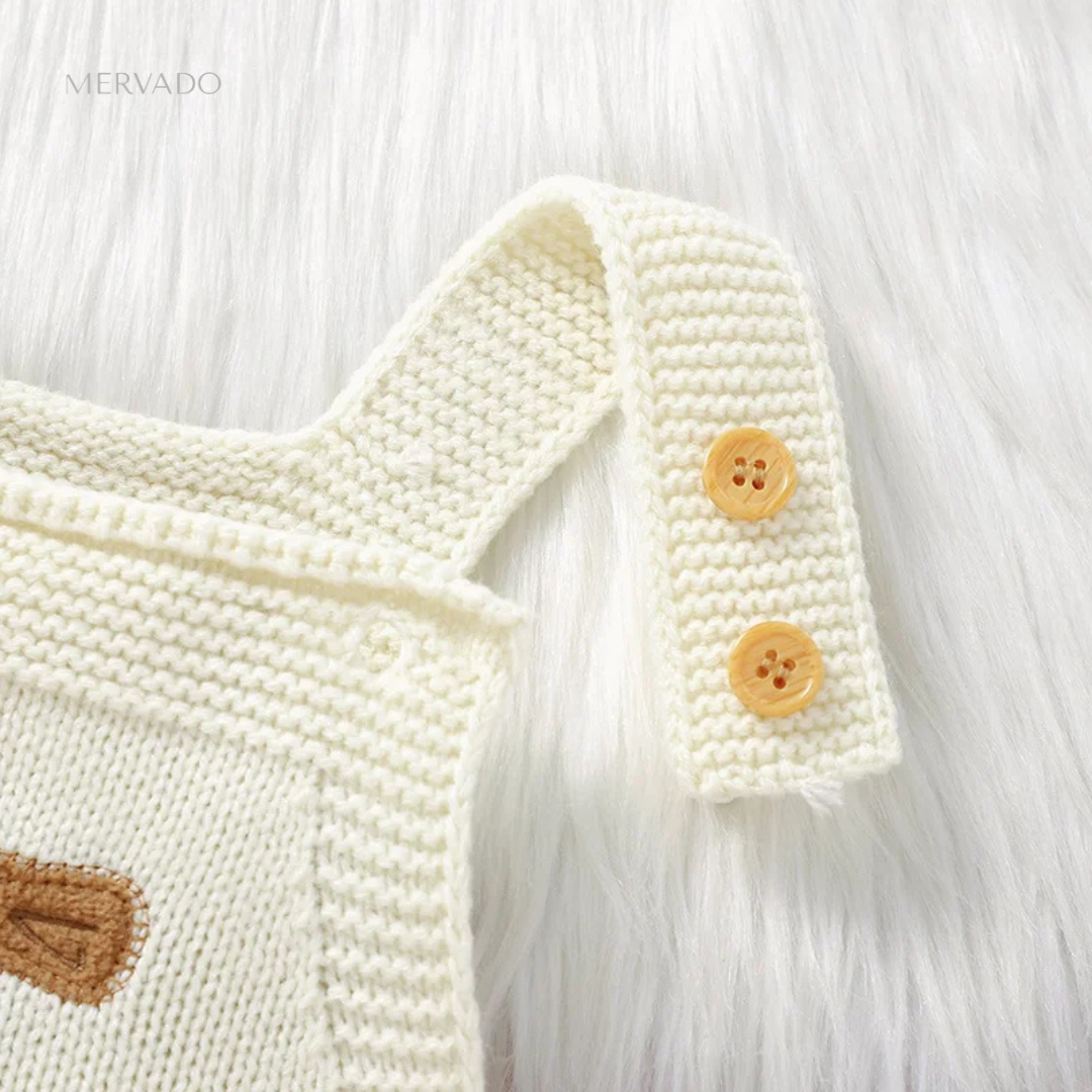 Feestelijke rendier baby romper - geborduurd gebreide mouwloze jumpsuit