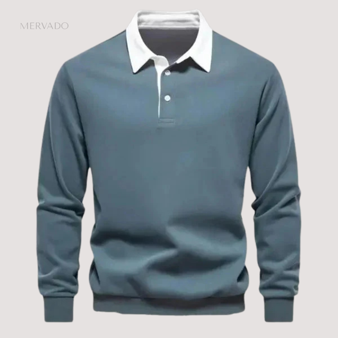 Poloshirt met lange mouwen voor heren – klassiek knoopontwerp met premium comfort fit