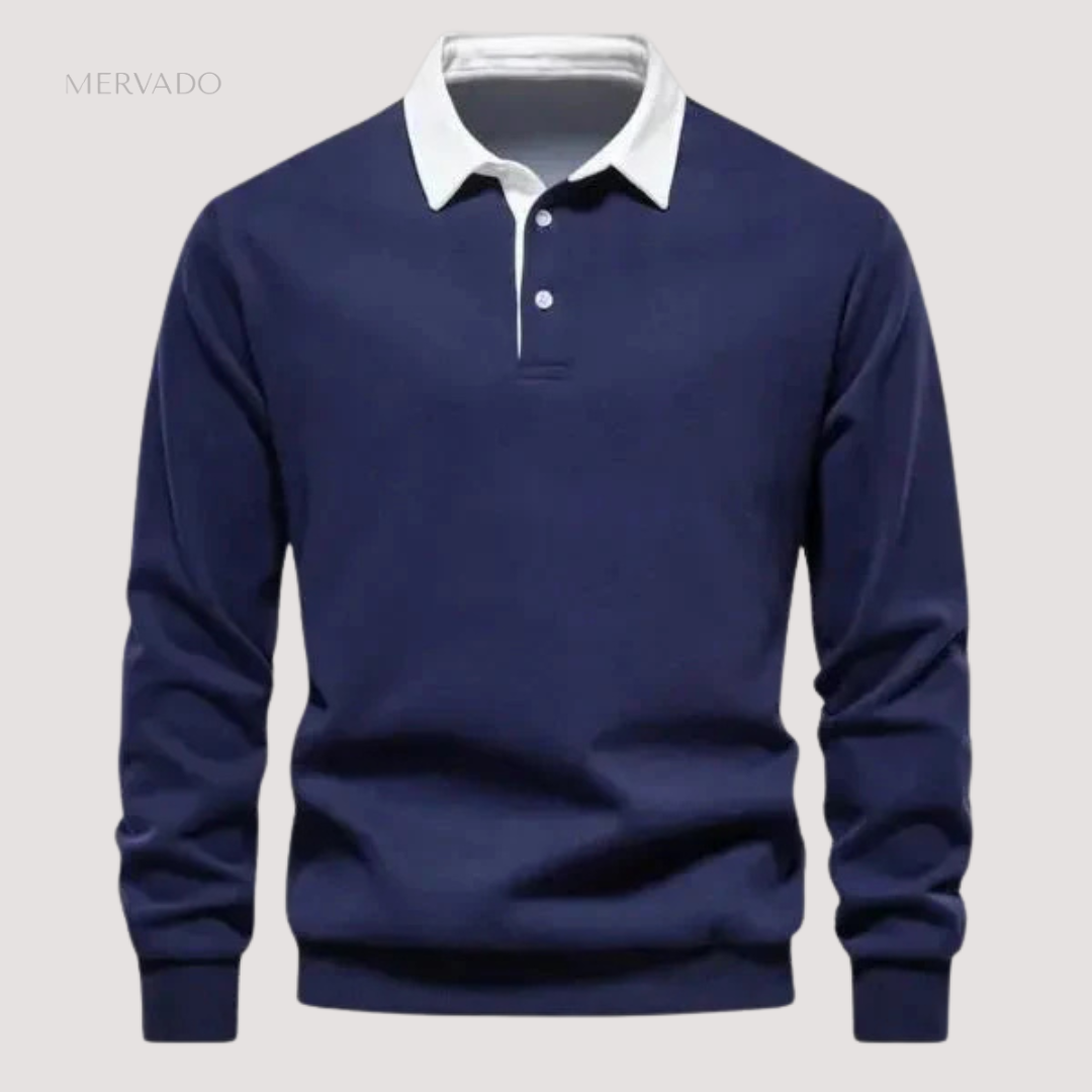 Poloshirt met lange mouwen voor heren – klassiek knoopontwerp met premium comfort fit