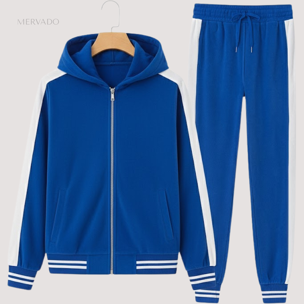 Ensemble sweat à capuche en velours doux pour homme – survêtement 2 pièces avec veste zippée et pantalon ajustable