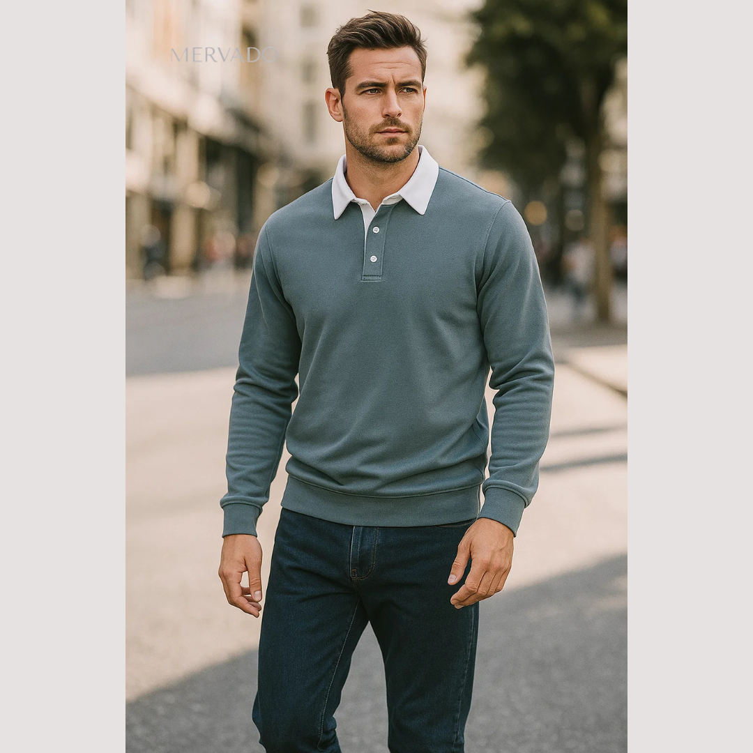 Poloshirt met lange mouwen voor heren – klassiek knoopontwerp met premium comfort fit