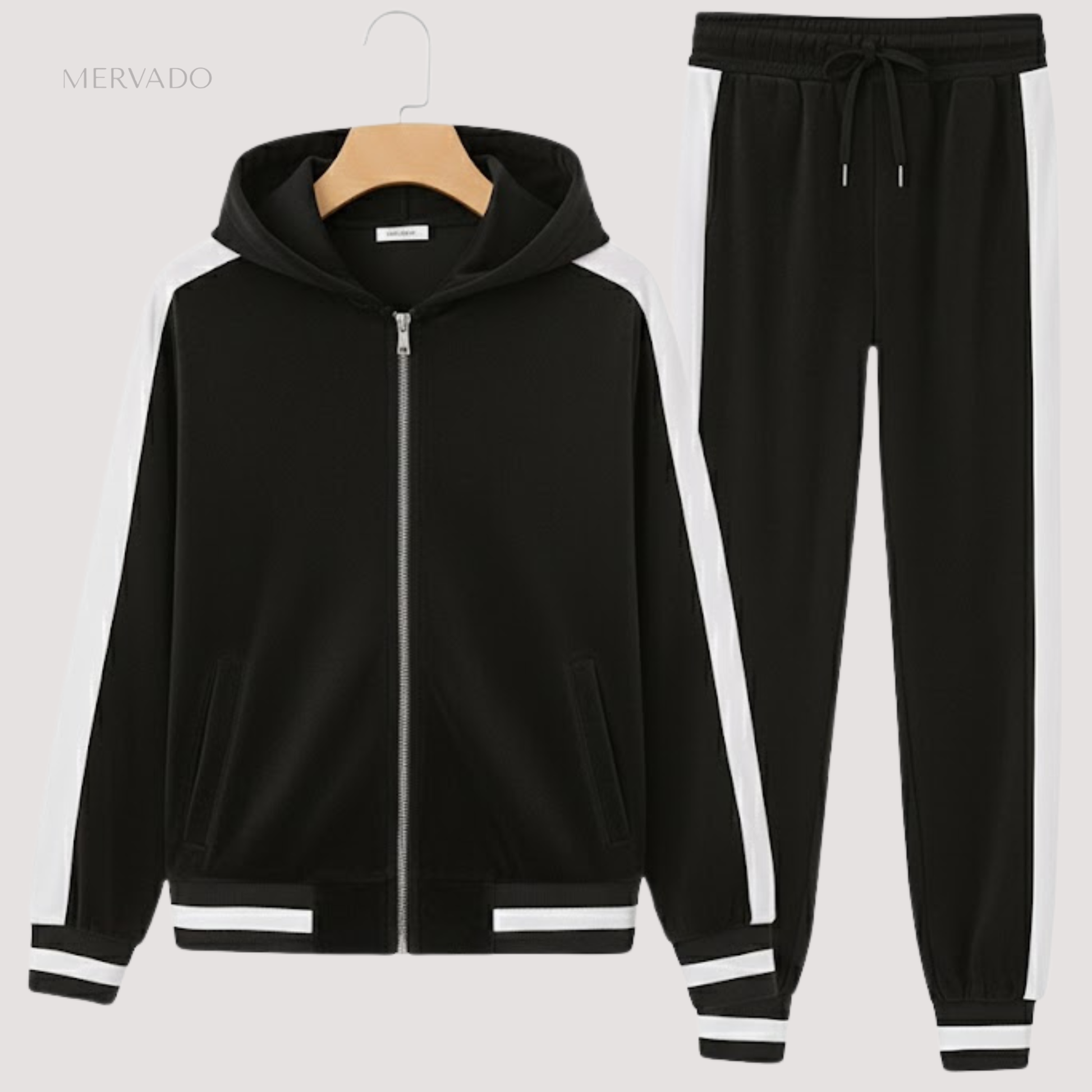 Ensemble sweat à capuche en velours doux pour homme – survêtement 2 pièces avec veste zippée et pantalon ajustable