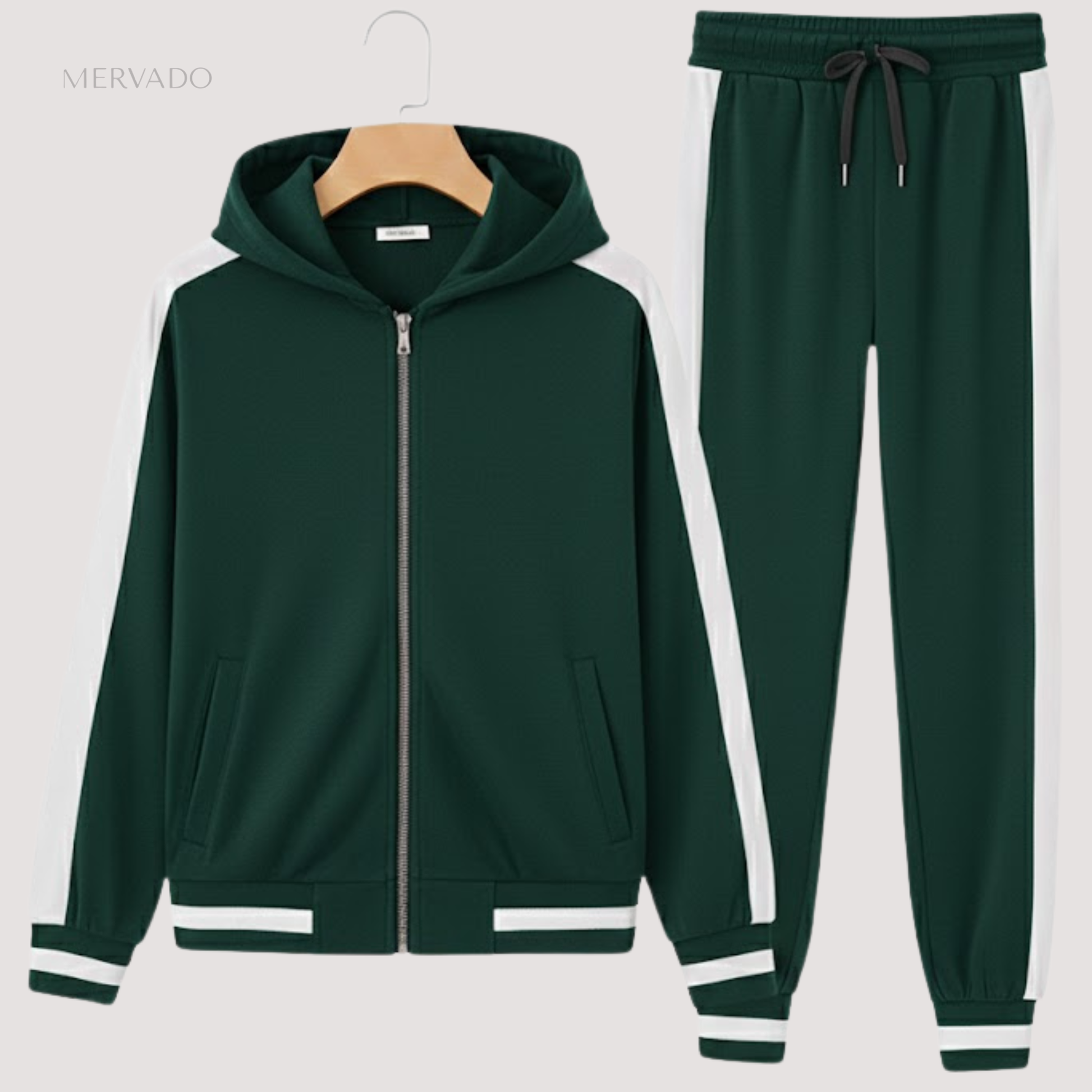 Ensemble sweat à capuche en velours doux pour homme – survêtement 2 pièces avec veste zippée et pantalon ajustable
