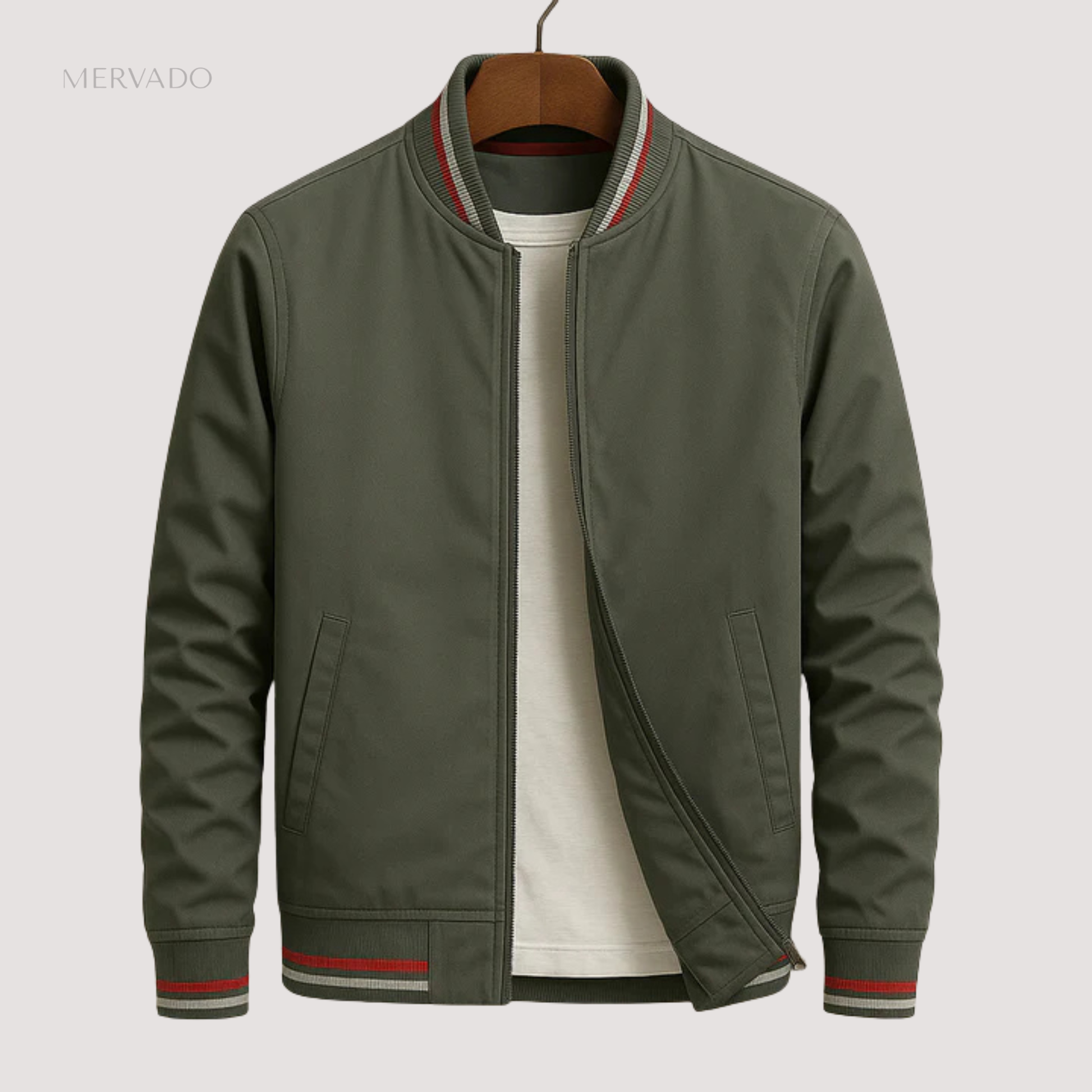 Blouson aviateur léger pour homme - veste décontractée et élégante avec fermeture éclair, ourlet et poignets côtelés