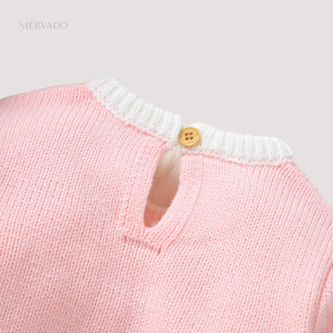 Schattige gebreide babyromper met puppymotief – Zachte jumpsuit in kousstijl voor comfortabel dagelijks gebruik