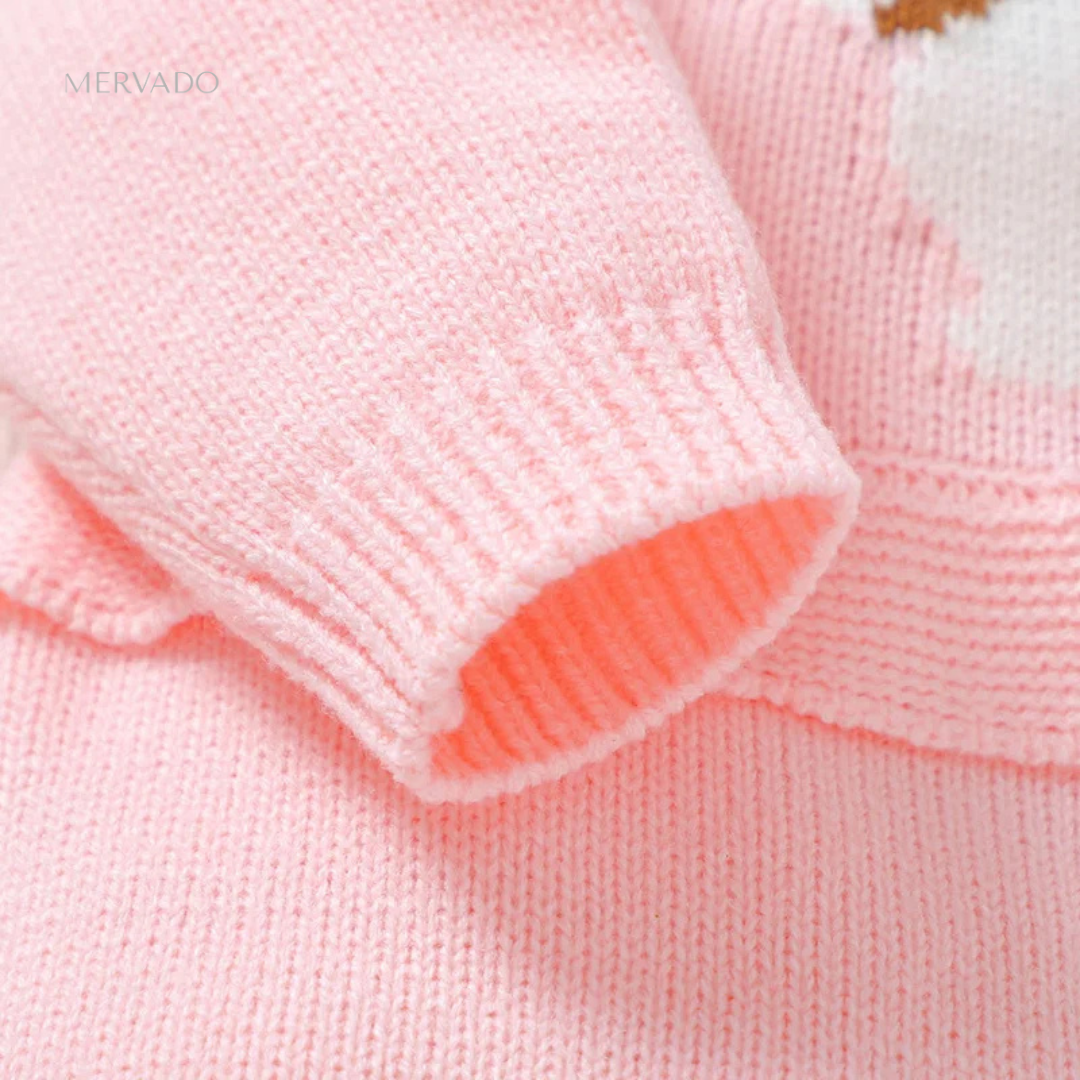 Schattige gebreide babyromper met puppymotief – Zachte jumpsuit in kousstijl voor comfortabel dagelijks gebruik