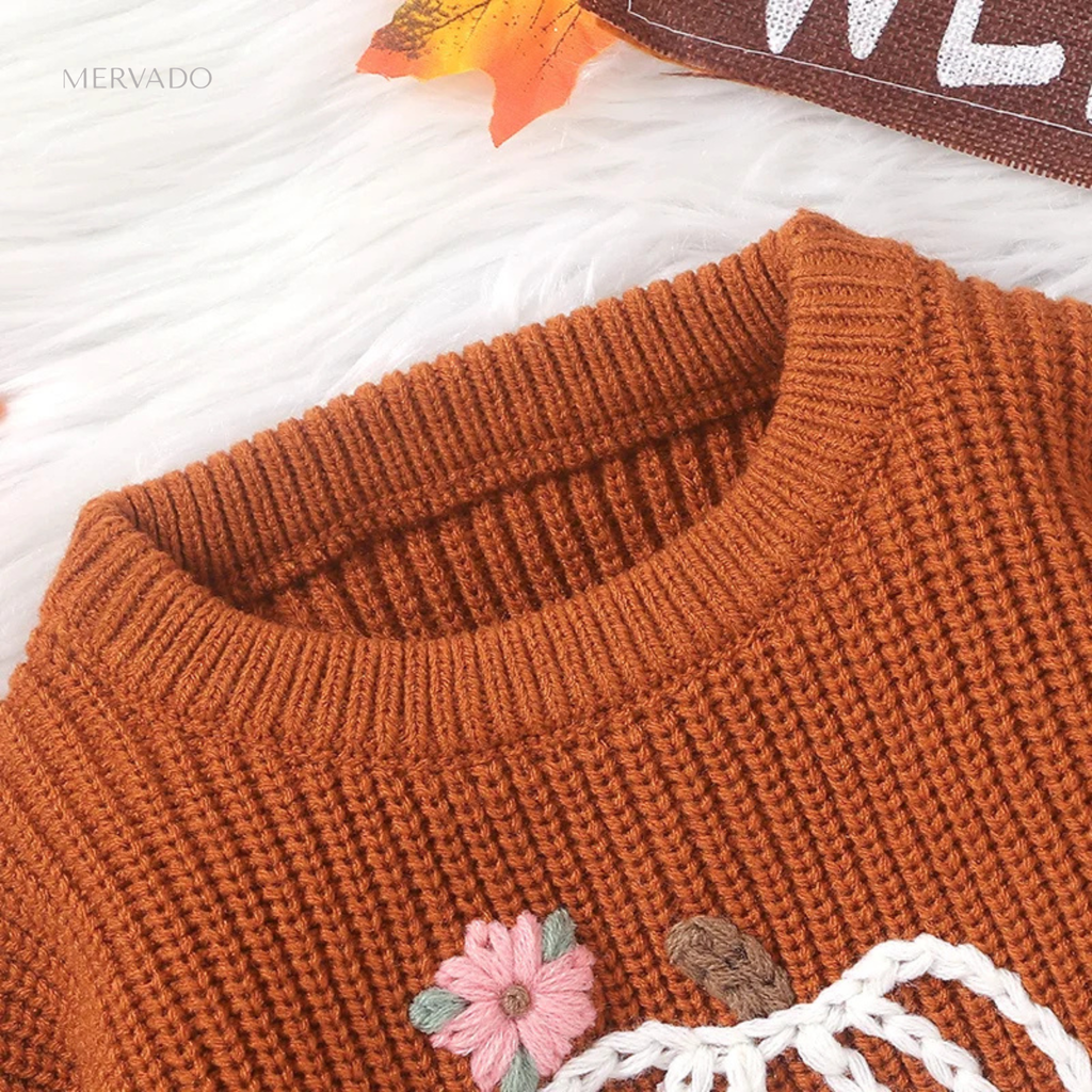 Aangepaste babytrui - Grof gebreide trui met gepersonaliseerd borduurontwerp