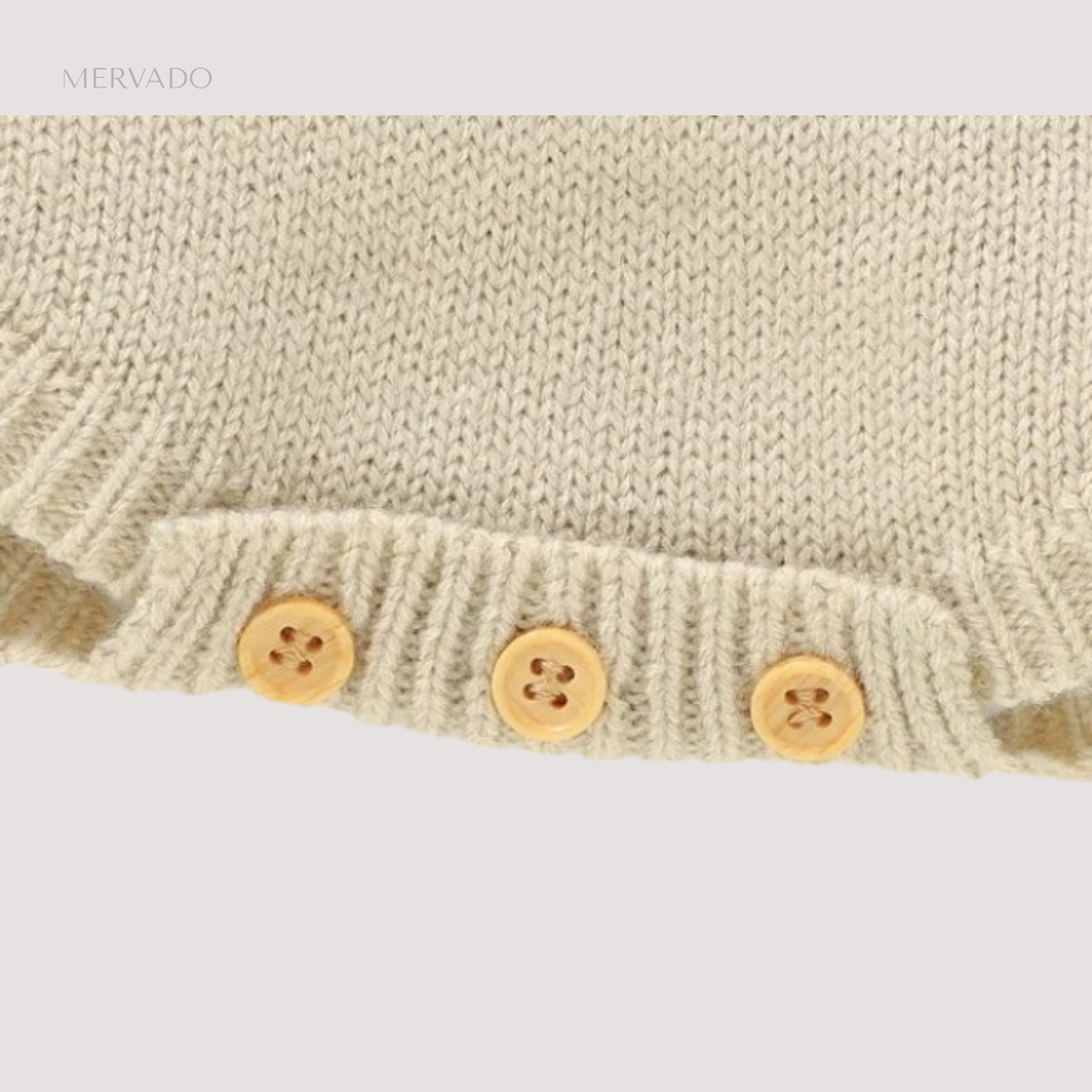 Geborduurde gebreide romper - Mouwloos babyrompertje voor 0-18 maanden